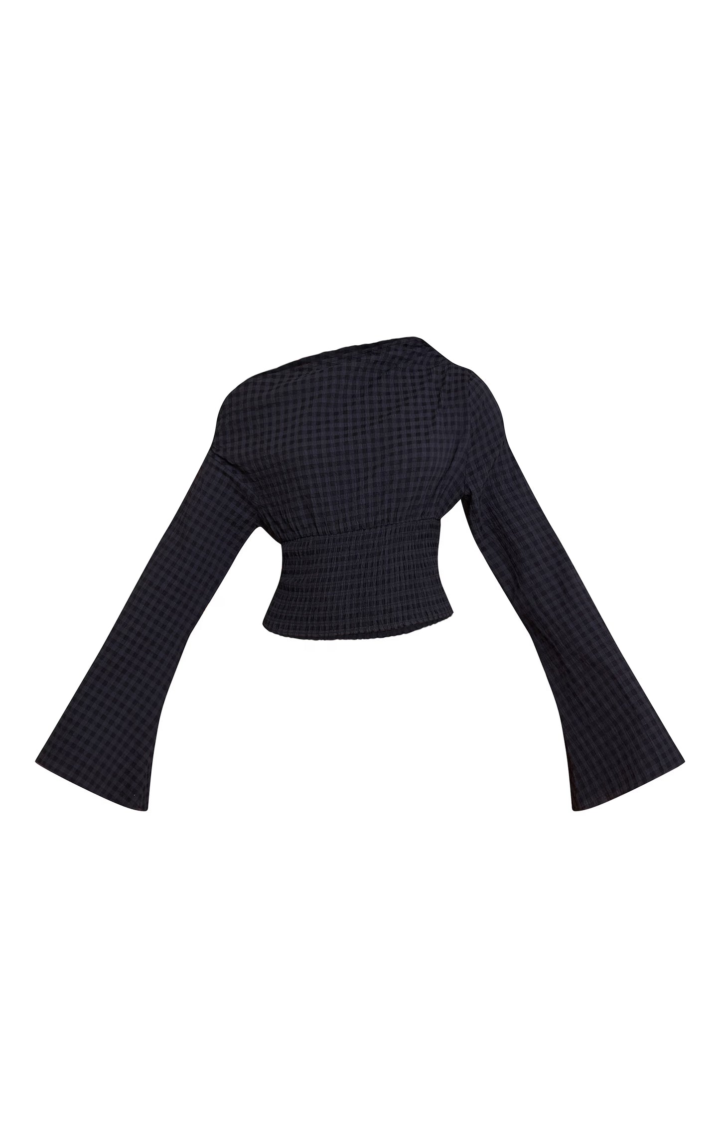 Black Asymmetric Ruched Detail Top