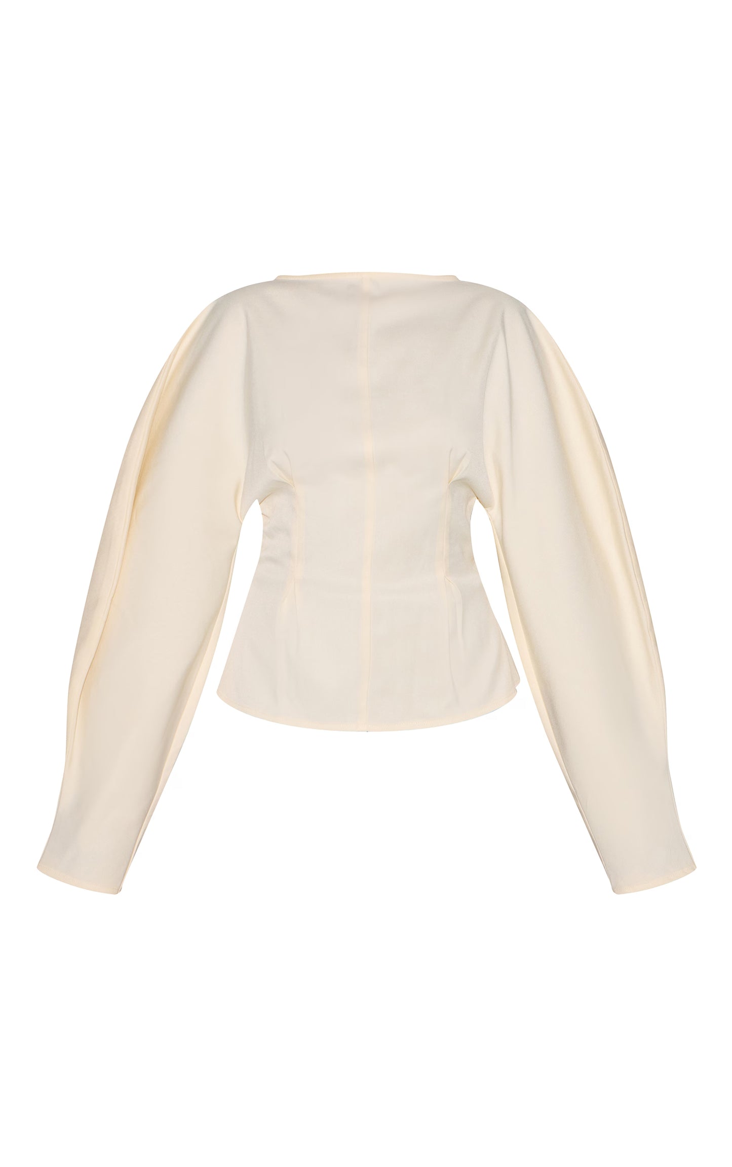 Butter Yellow Woven Boatneck Fitted Blouse