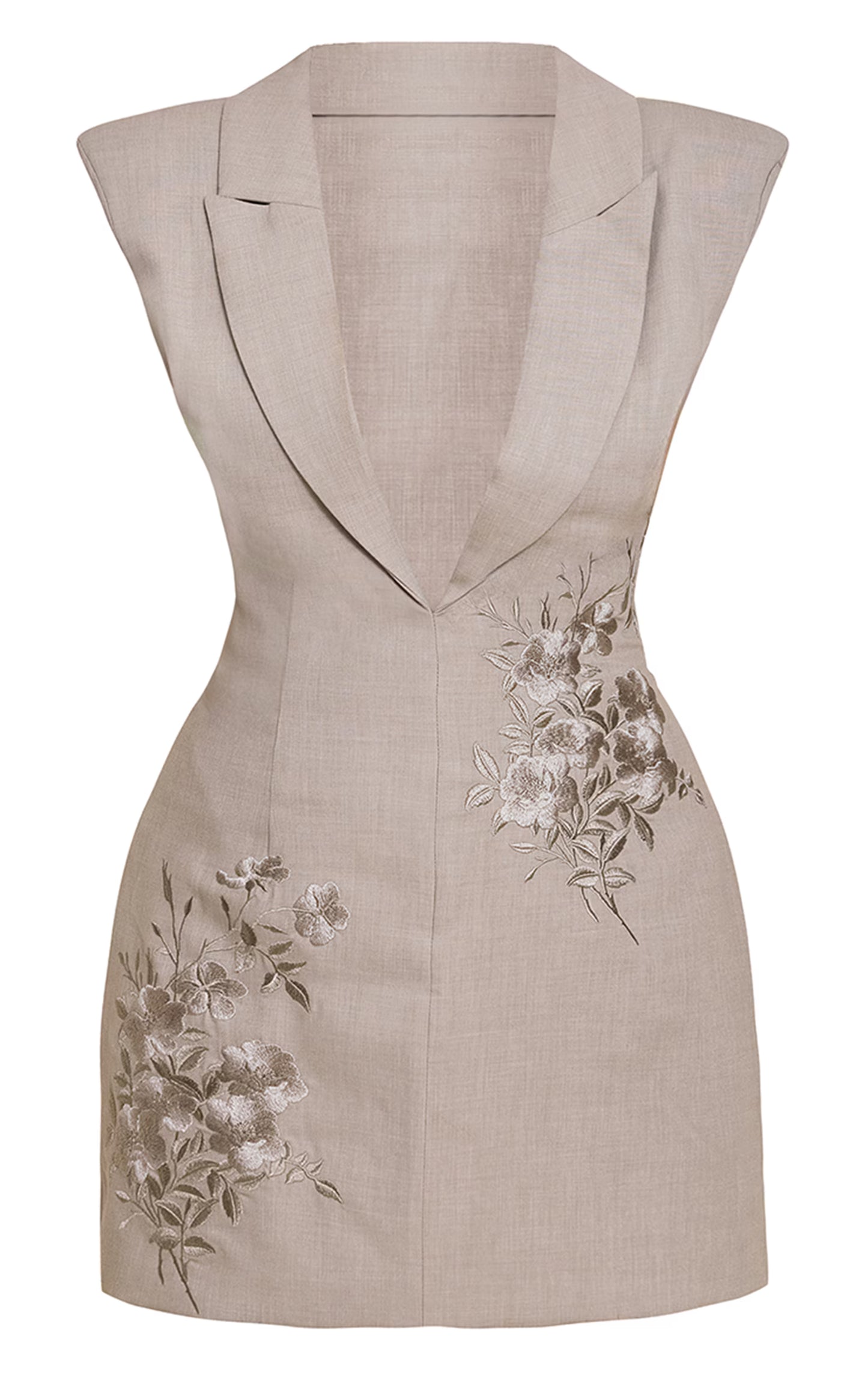 PLT Label Stone Embroidered Sleeveless Corset Detail Blazer Dress