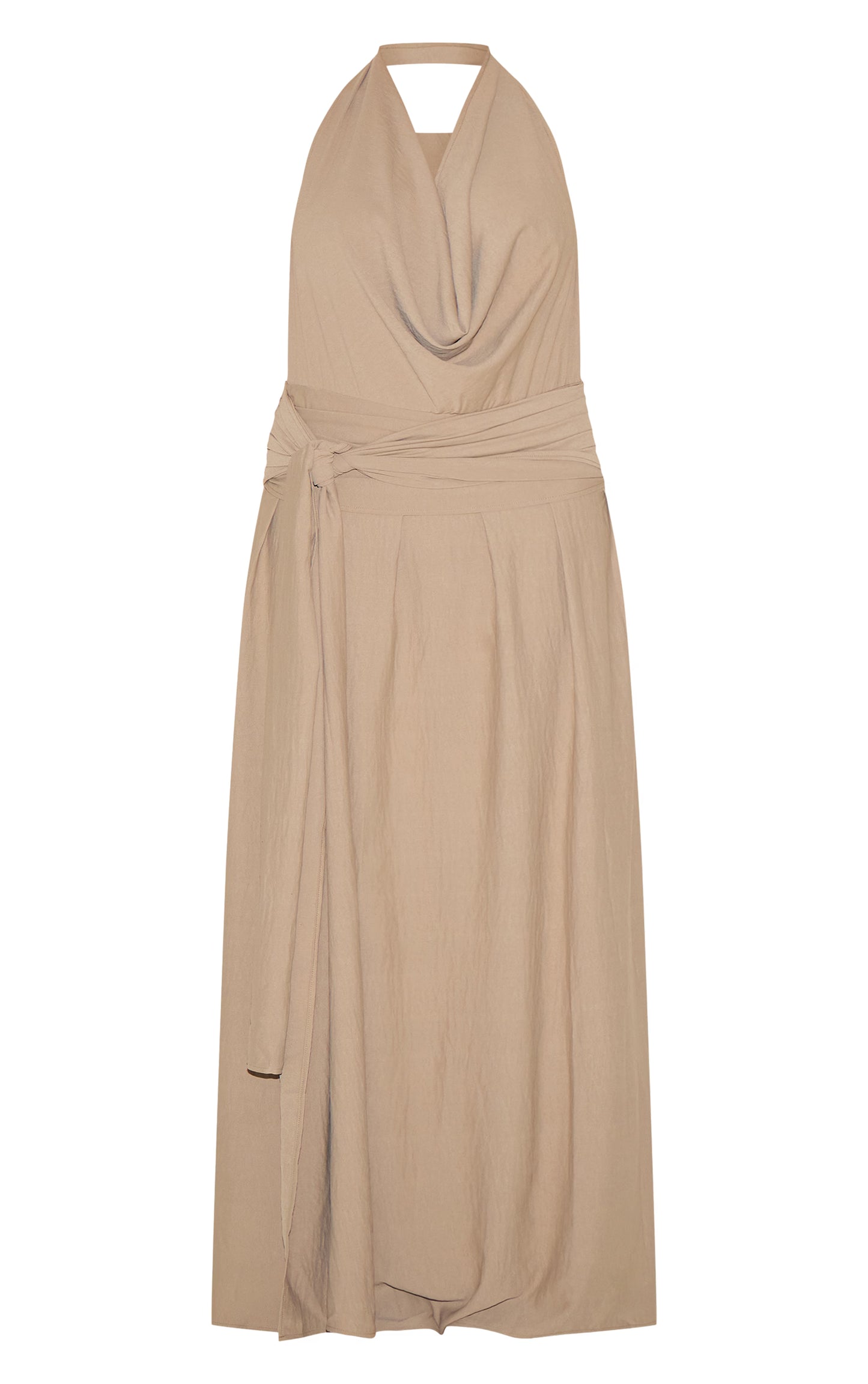 Plus Mushroom Floaty Woven Cowl Neck Low Back Maxi Dress