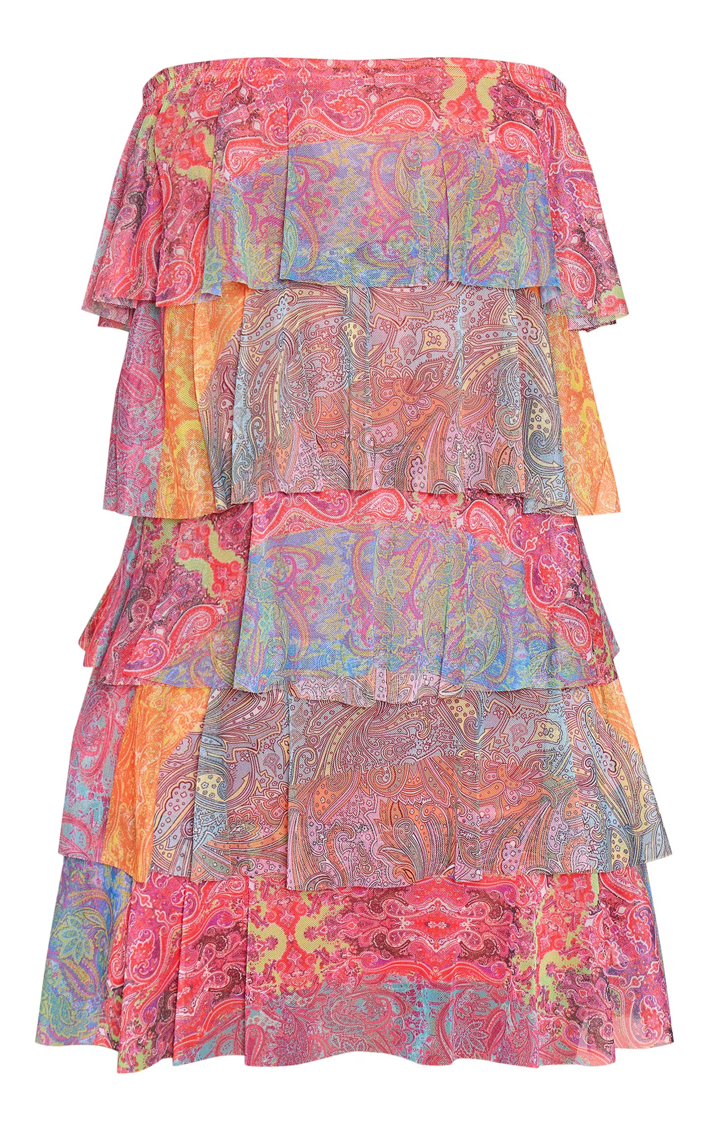 Multi Patchwork Printed Bandeau Mesh Rara Mini Dress