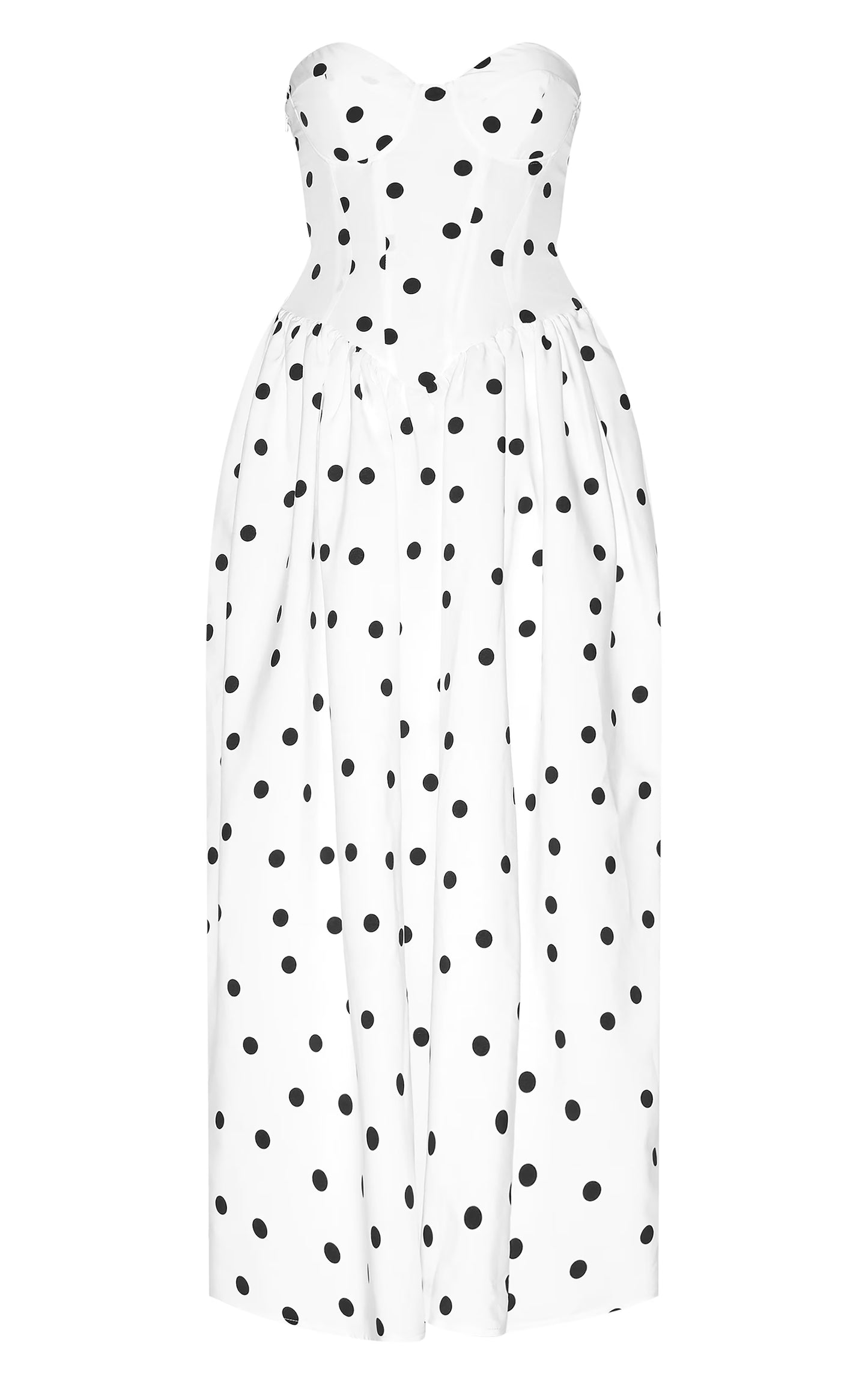 Shape White Polka Dot Corseted Maxi Shift Dress