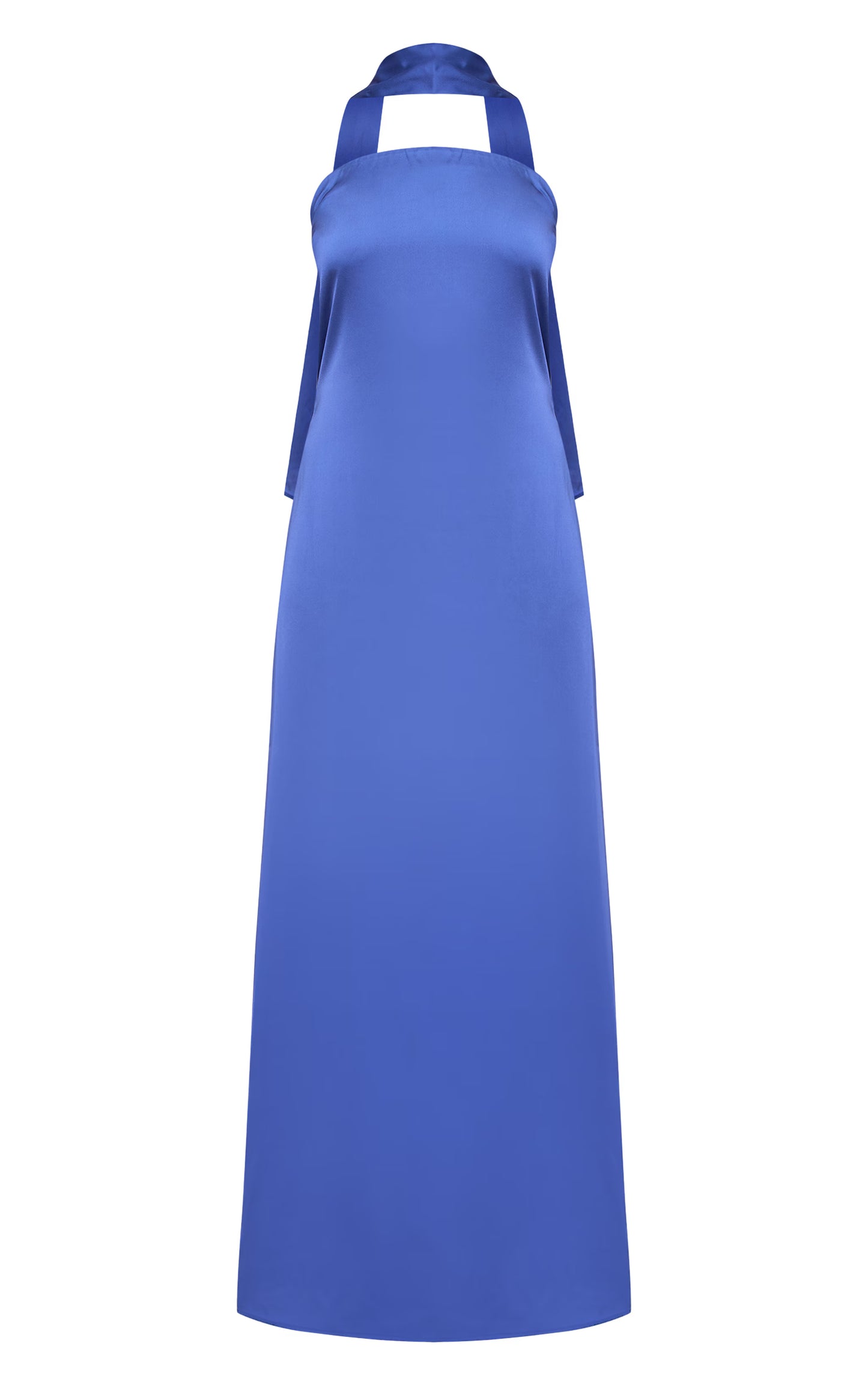 Navy Satin Bandeau Scarf Detail Maxi Dress