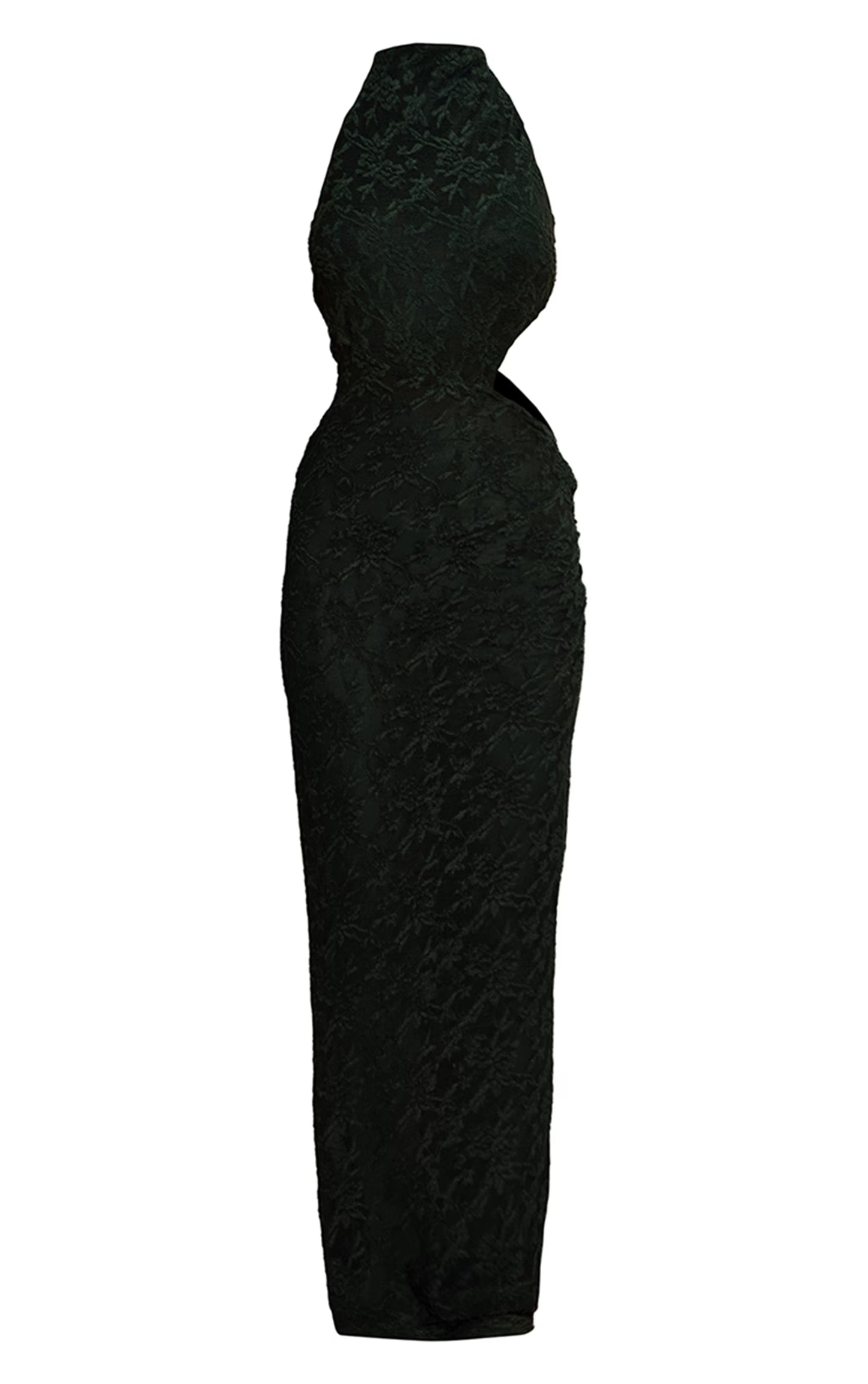 Sea Green Textured Knit High Neck Beach Maxi Dress