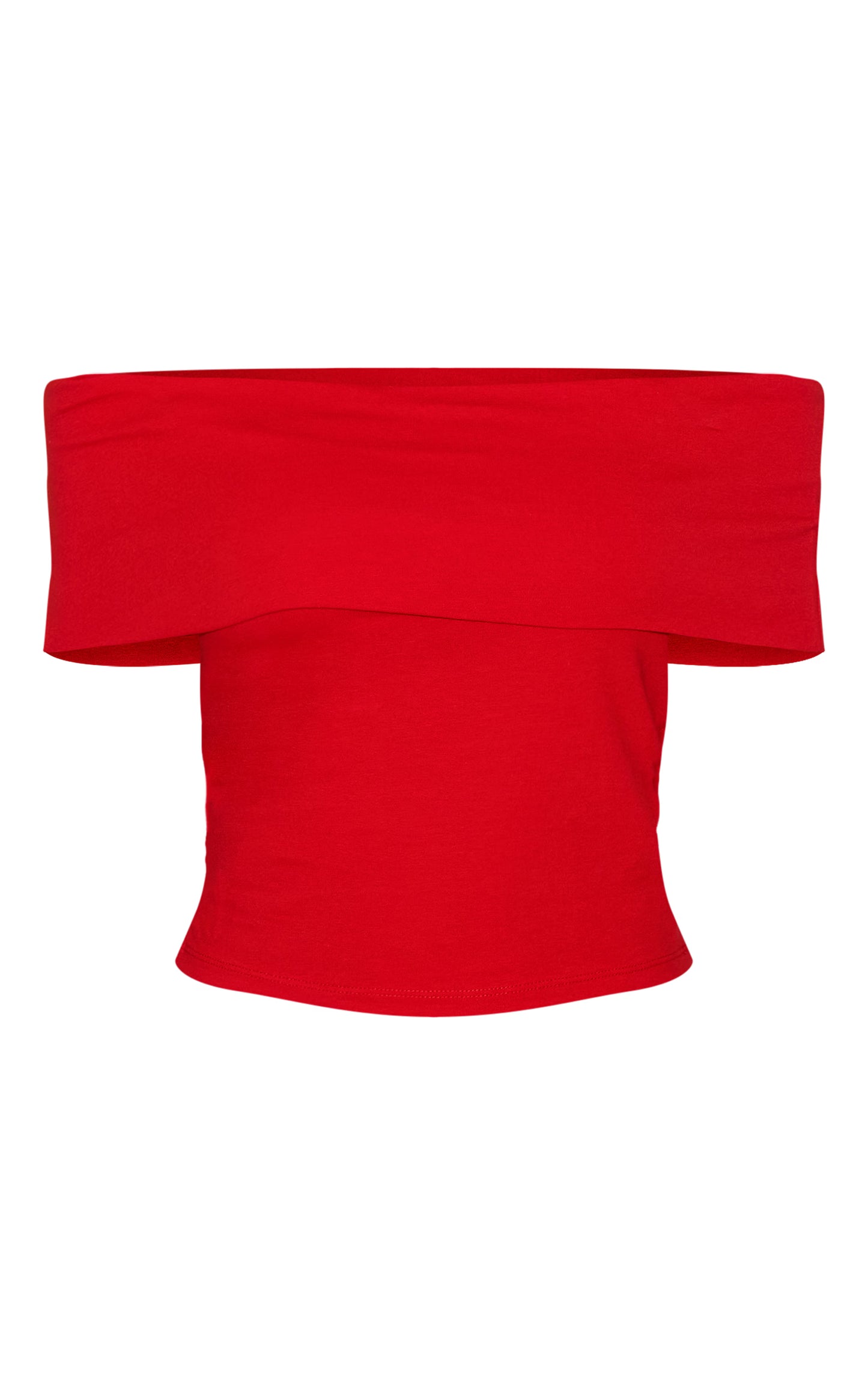 Tomato Red Soft Cotton Bardot Top