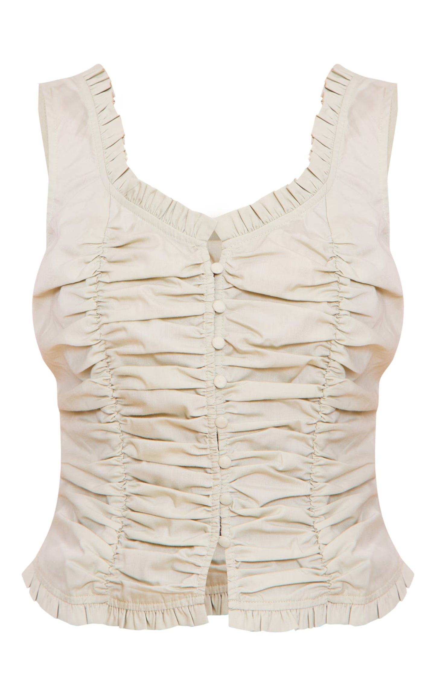 Mint Cotton Ruched Front Fitted Top