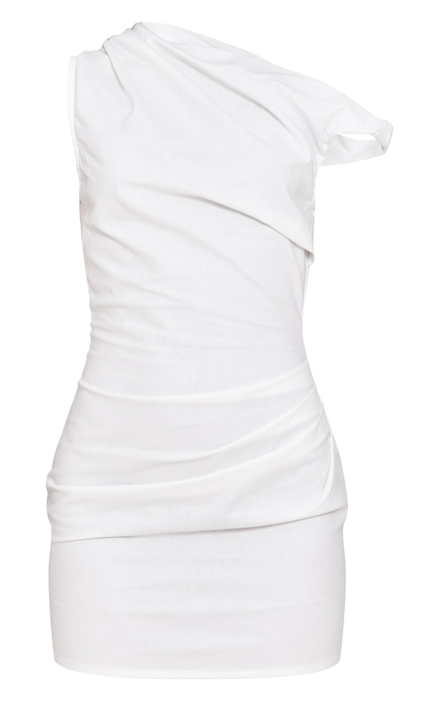 White Twist Shoulder Bodycon Dress