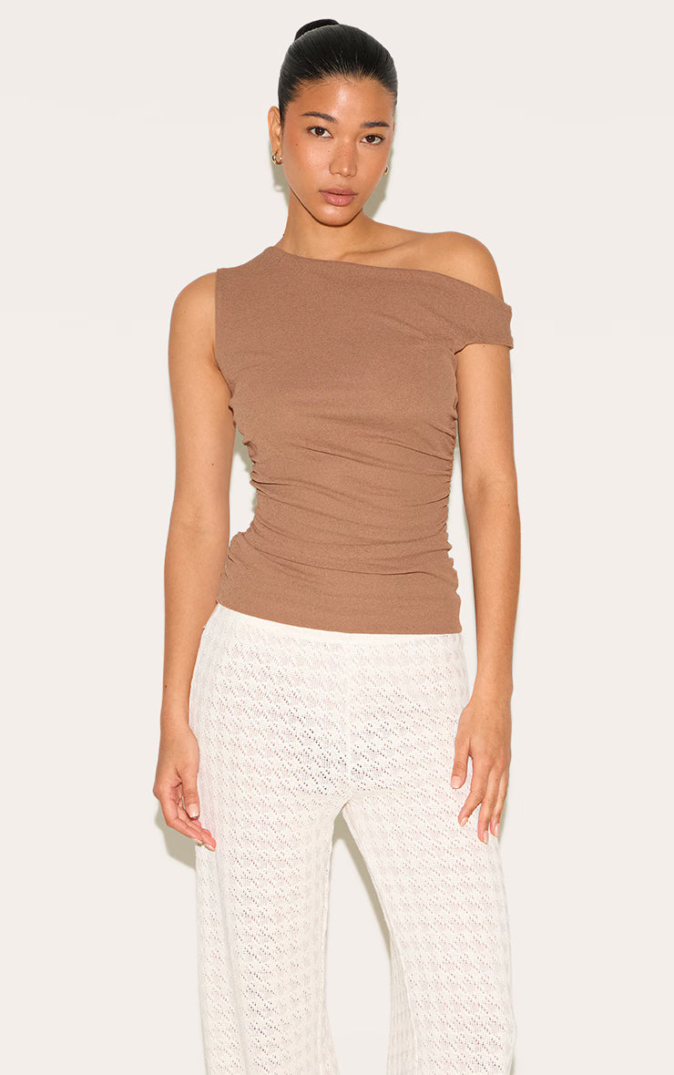 Mushroom Double Layer Onion Skin Ruched Sleeveless Top