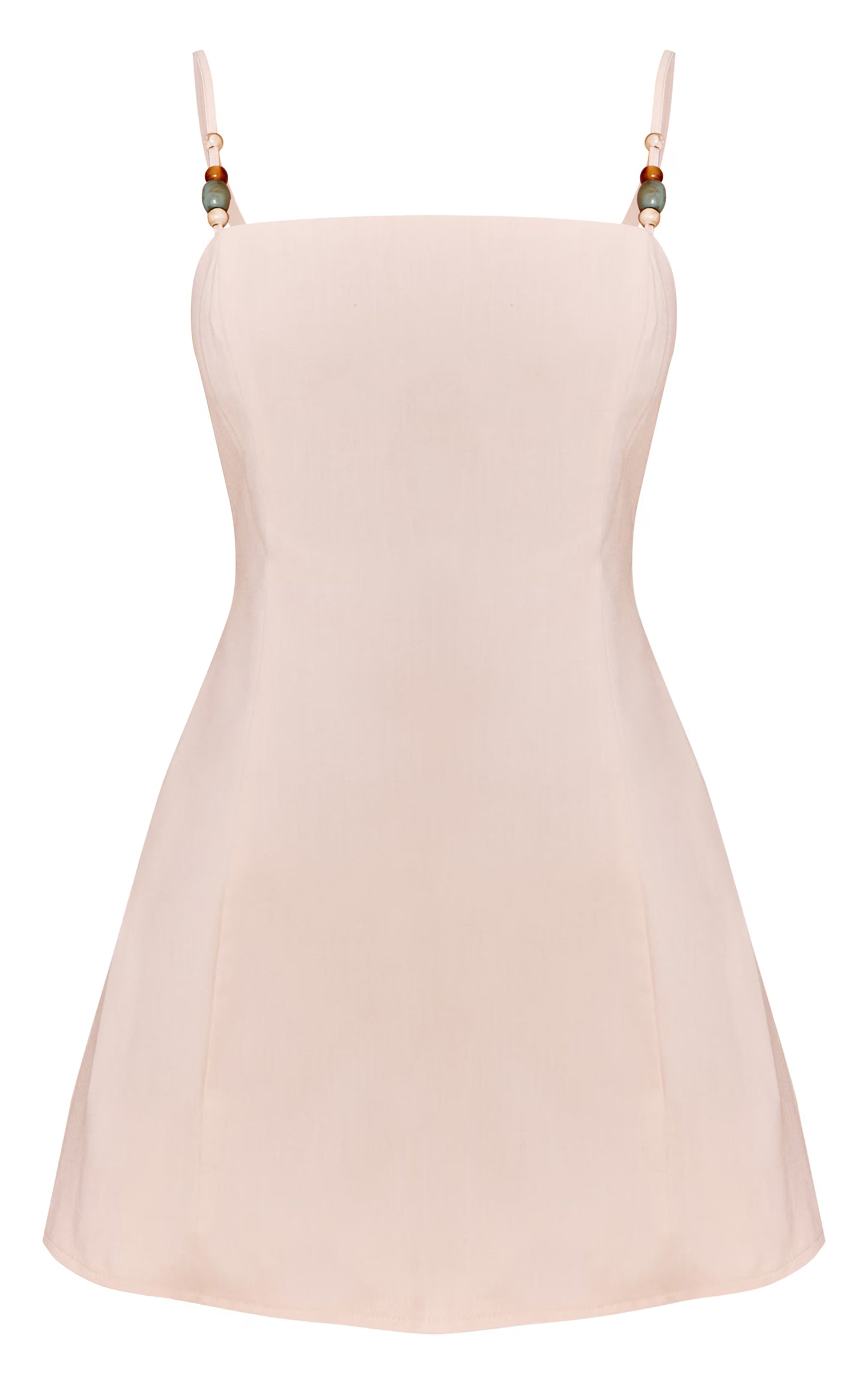 Natural Strappy Bead Detail Shift Dress