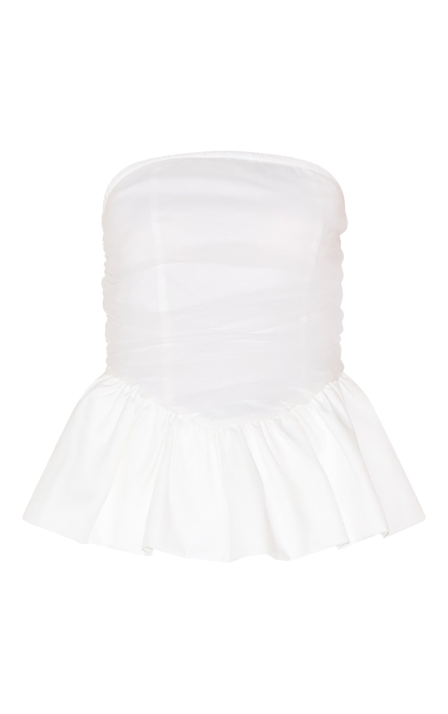 White Mesh Overlay Peplum Corset
