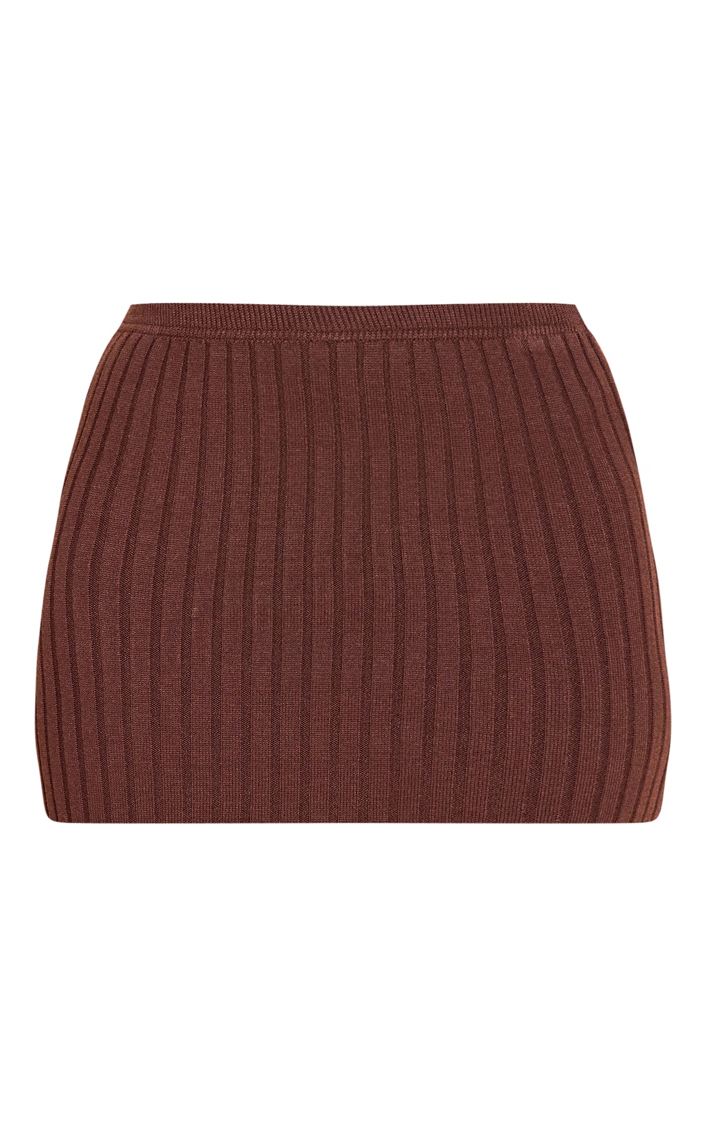 Chocolate Ribbed Knit Mini Skirt