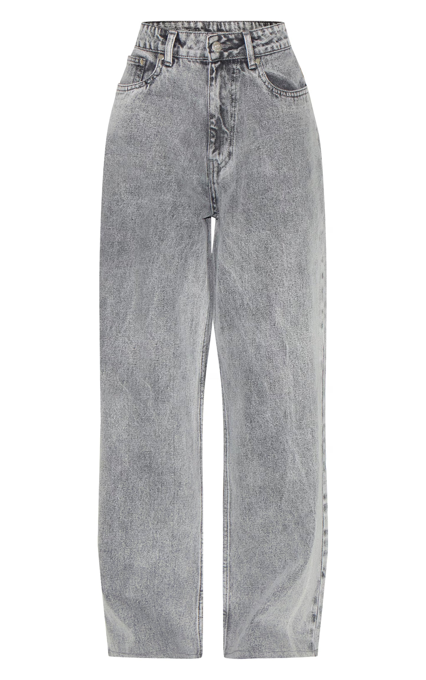 Ice Grey Mid Rise Wide Leg Jeans
