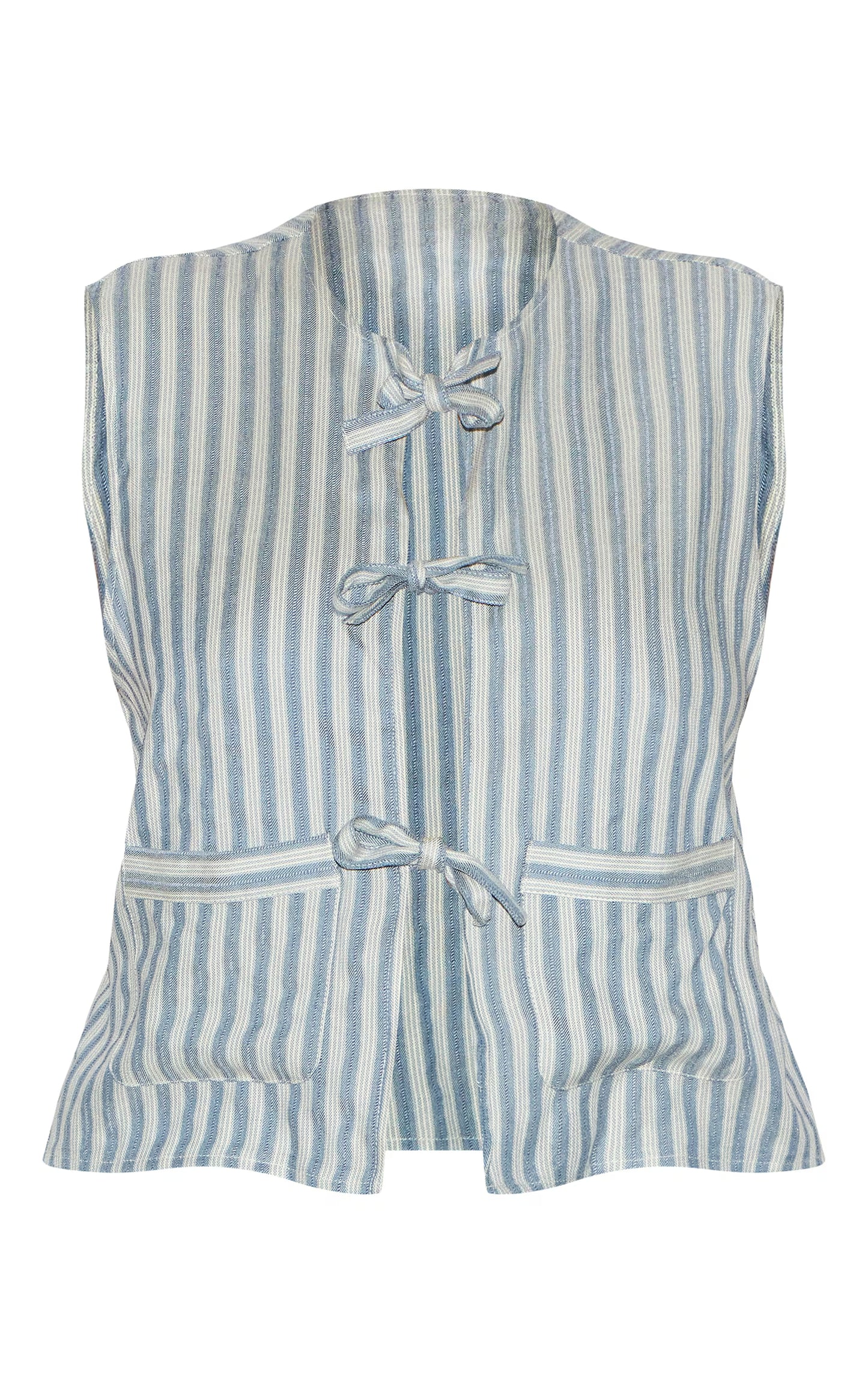 Plus Light Blue Stripe Tie Front Vest