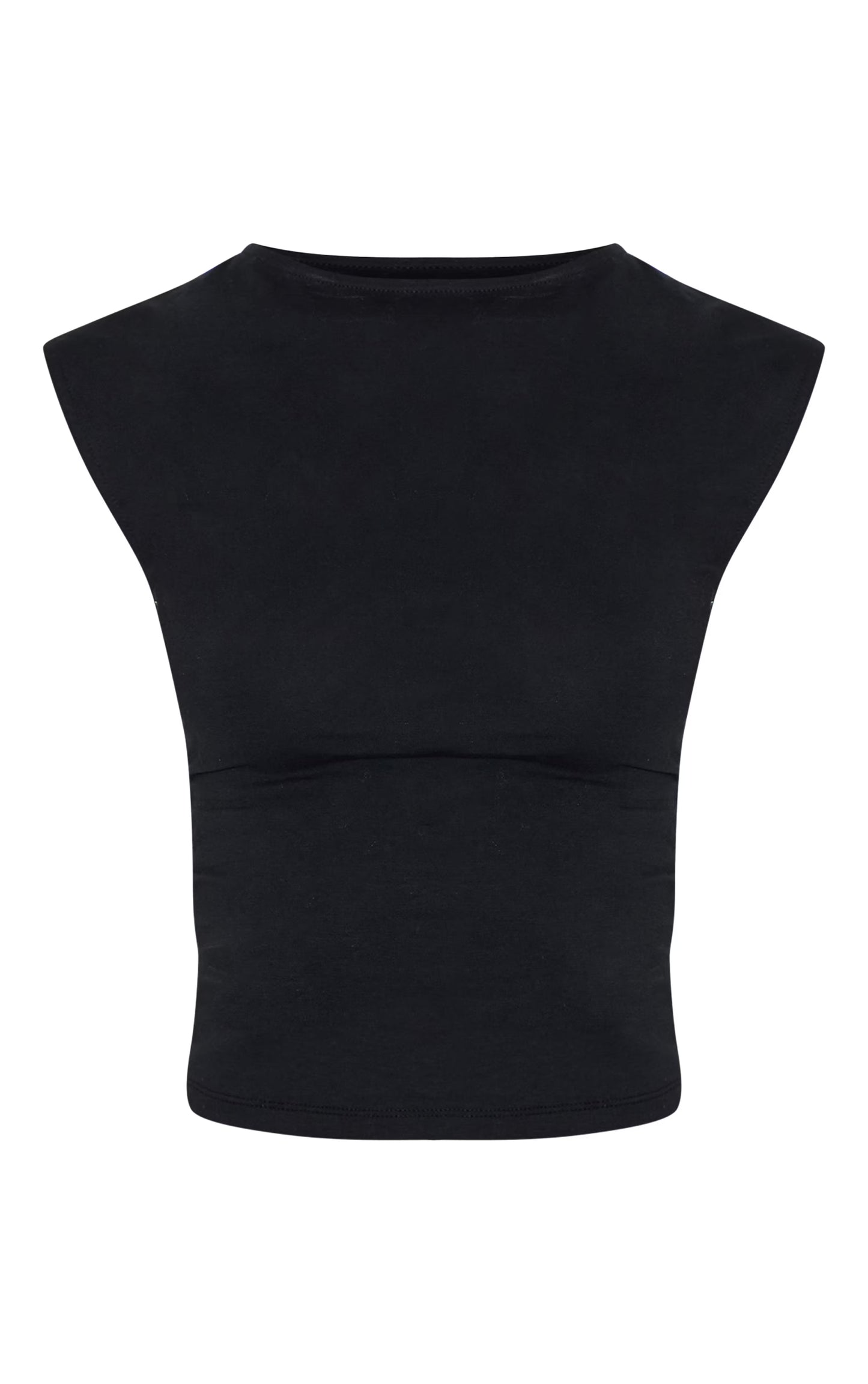 Tall Black Soft Cotton Ruched Side Sleeveless Top