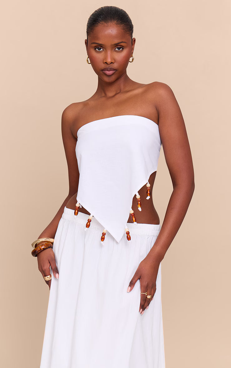 White Beaded Pointed Bandeau