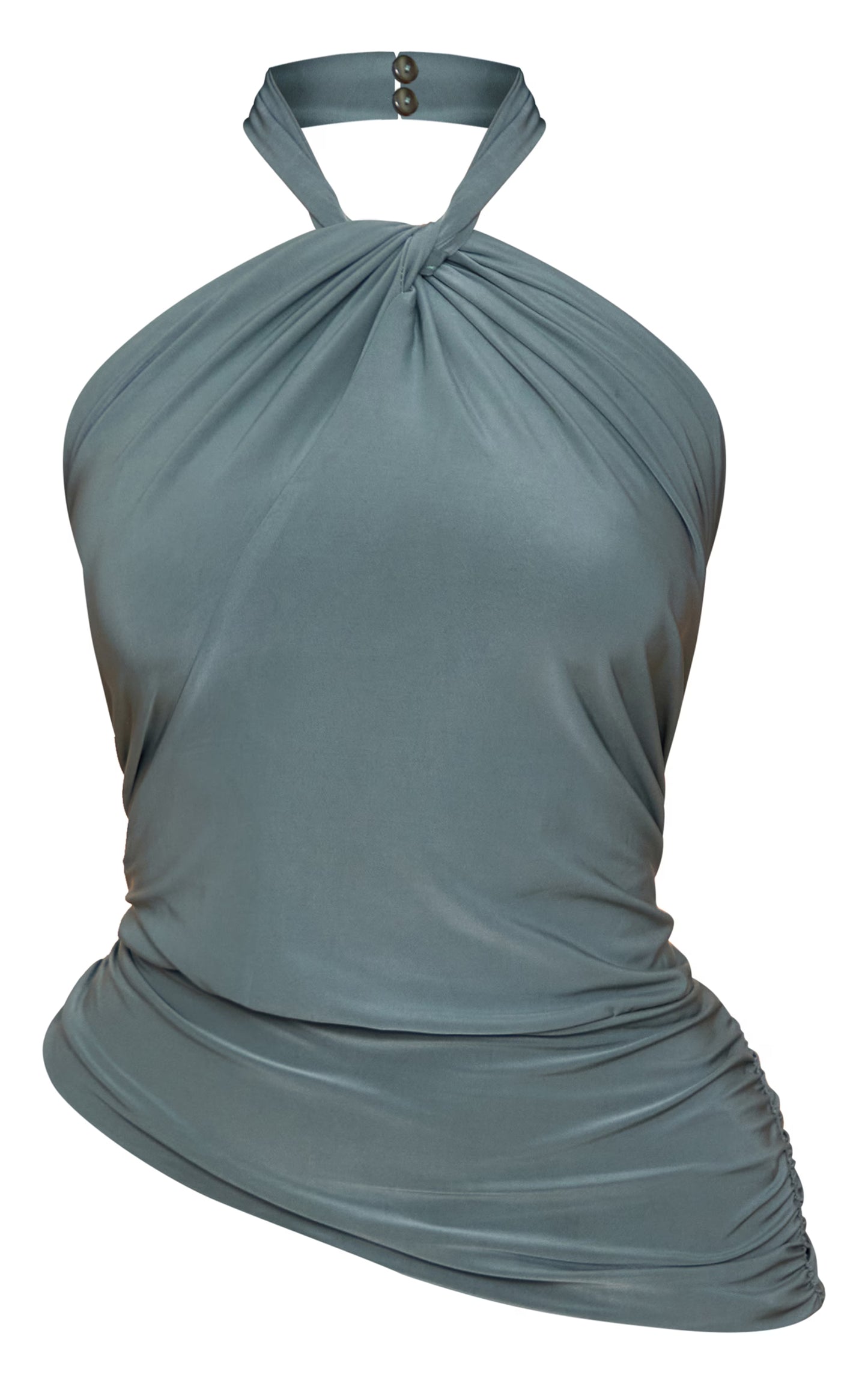 Sea Green Double Slinky Twist Halter Top
