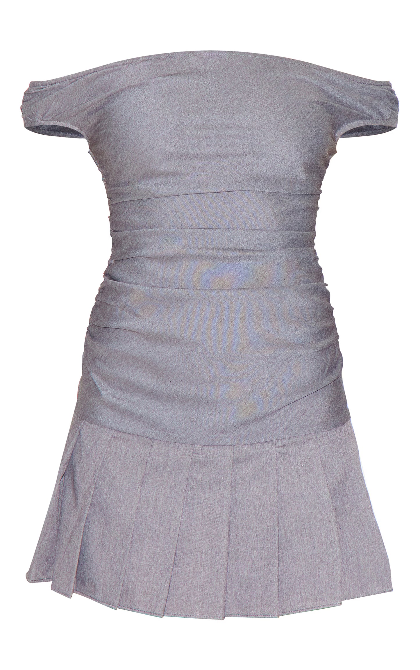 Grey Bardot Ruched Detail Pleated Shift Dress