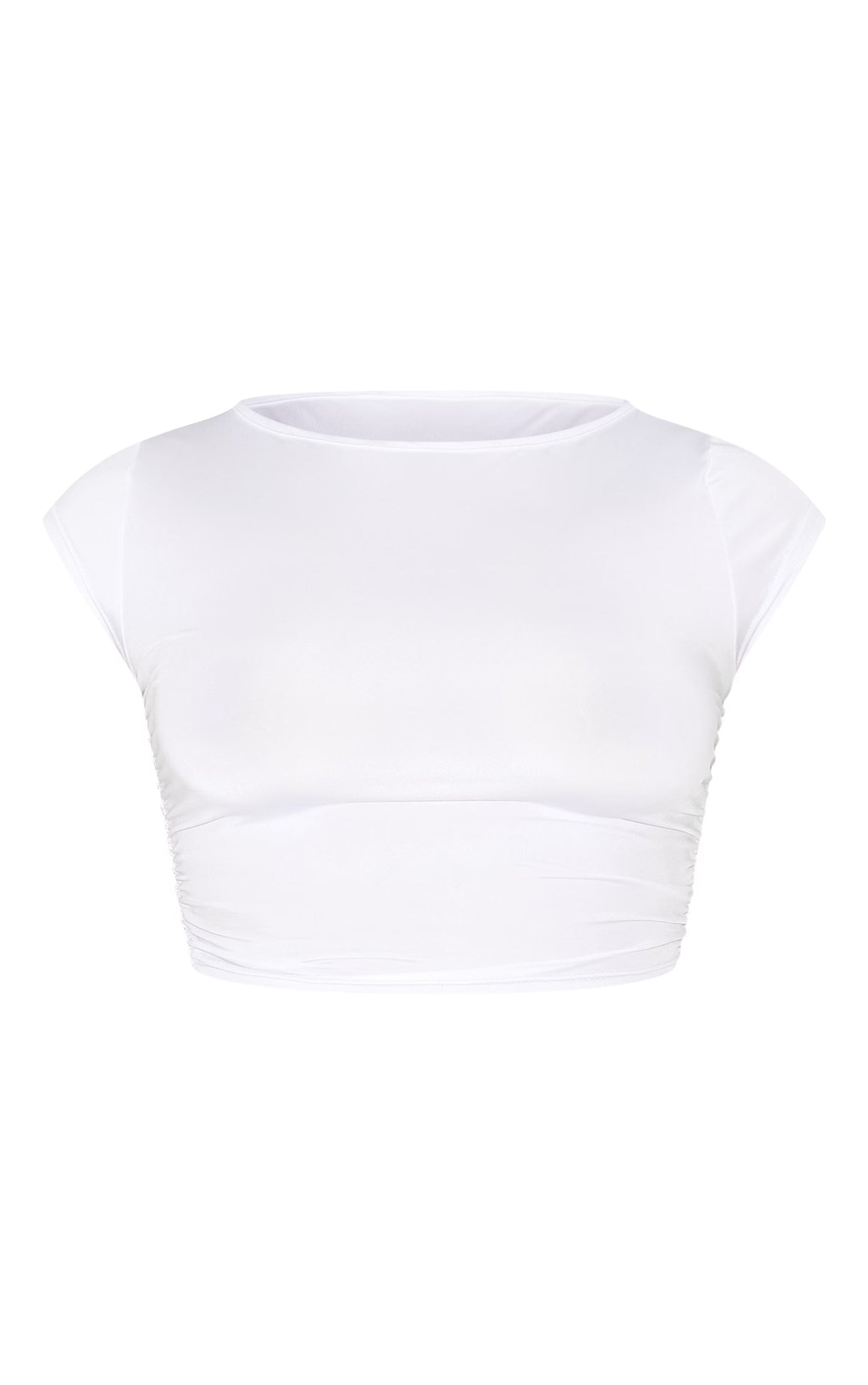 Shape White Slinky Ruched Side T Shirt