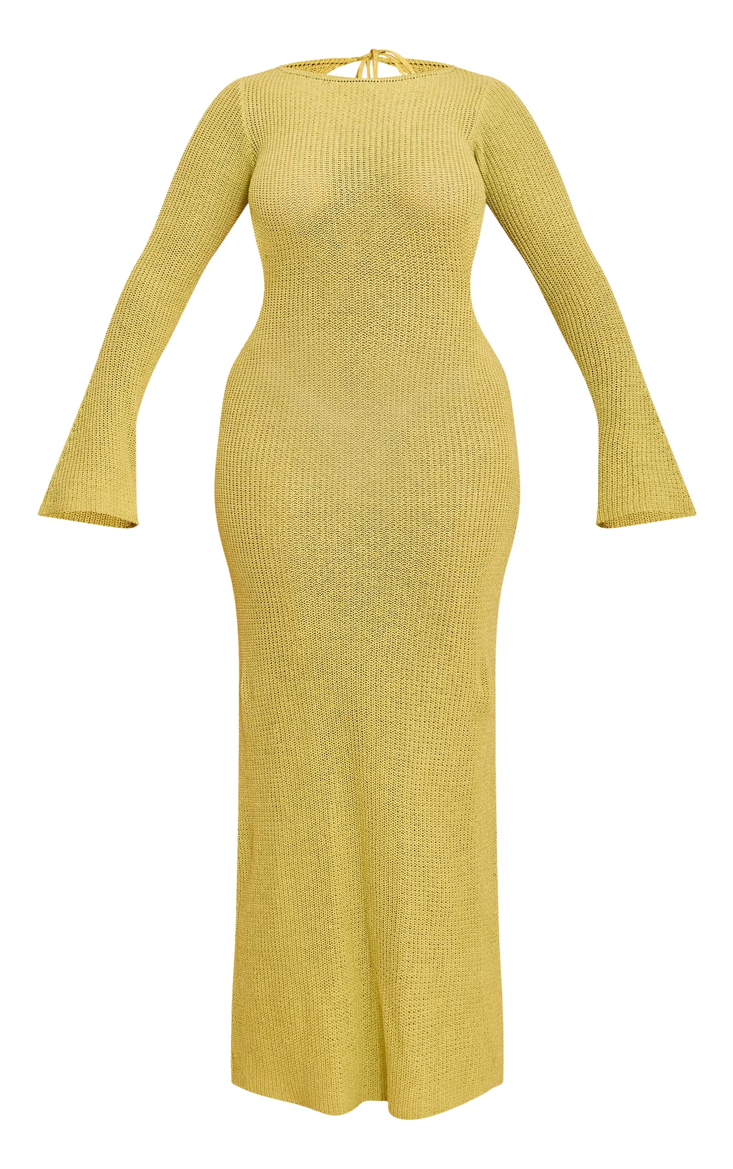 Shape Lime Knitted Boat Neck Open Back Maxi Dress
