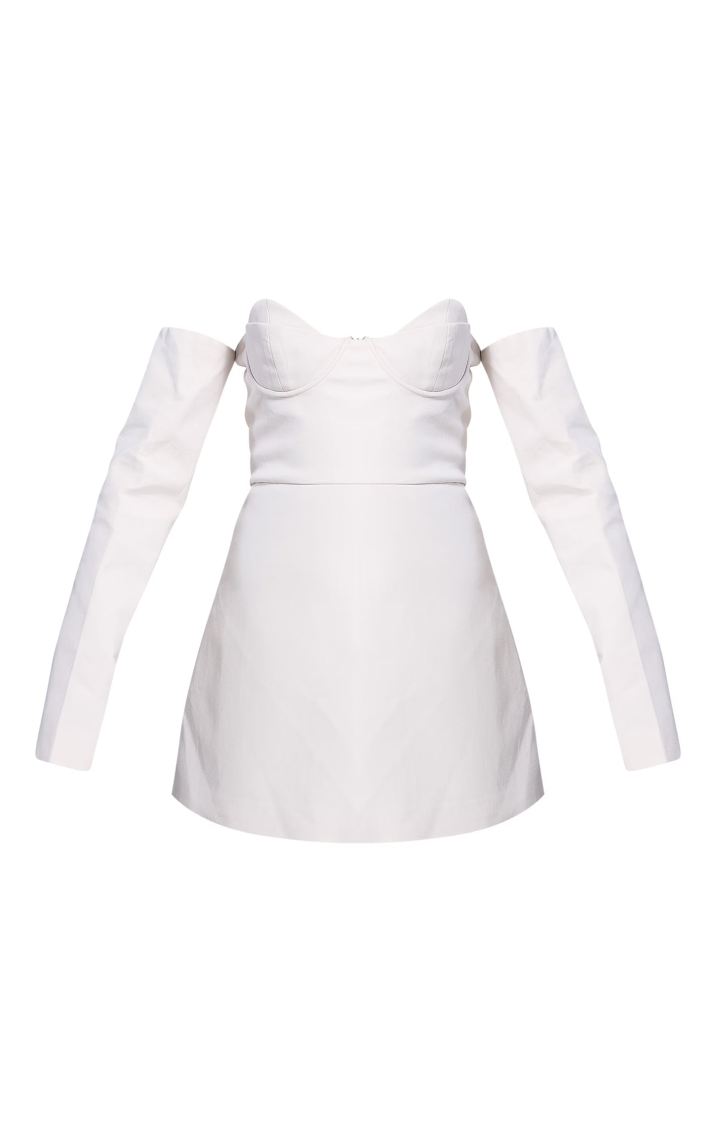 PLT Label Cream Bust Detail Tailored A-line Mini Dress