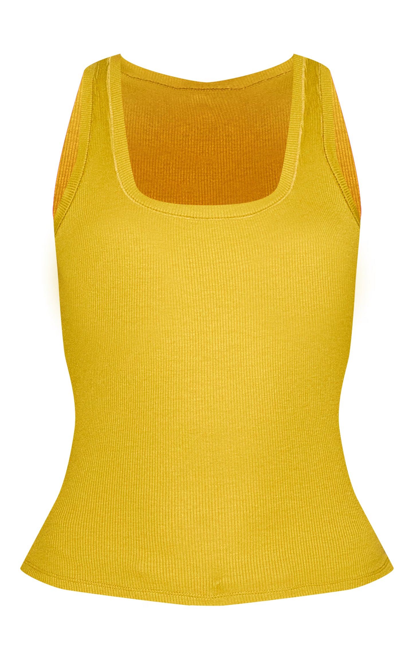 Mustard Soft Rib Scoop Neck Vest Top