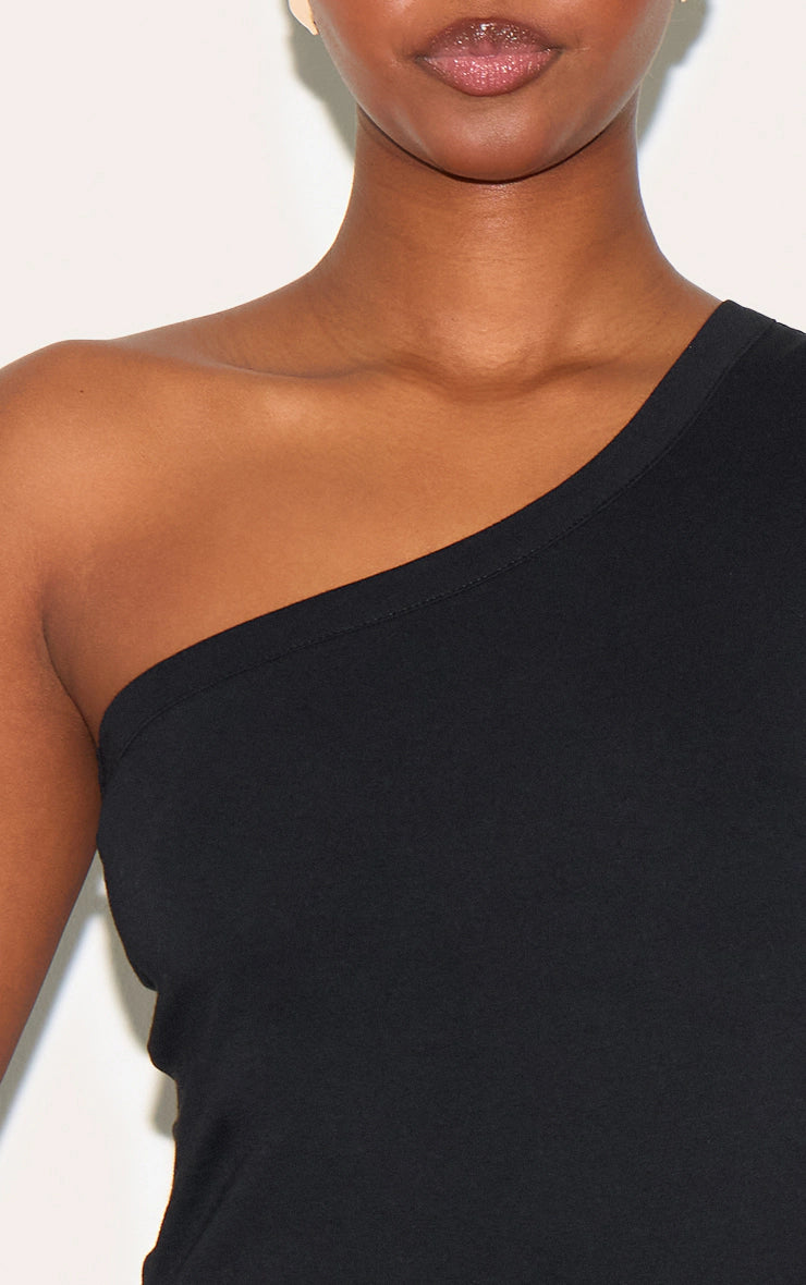 Black One Shoulder Long Vest Top