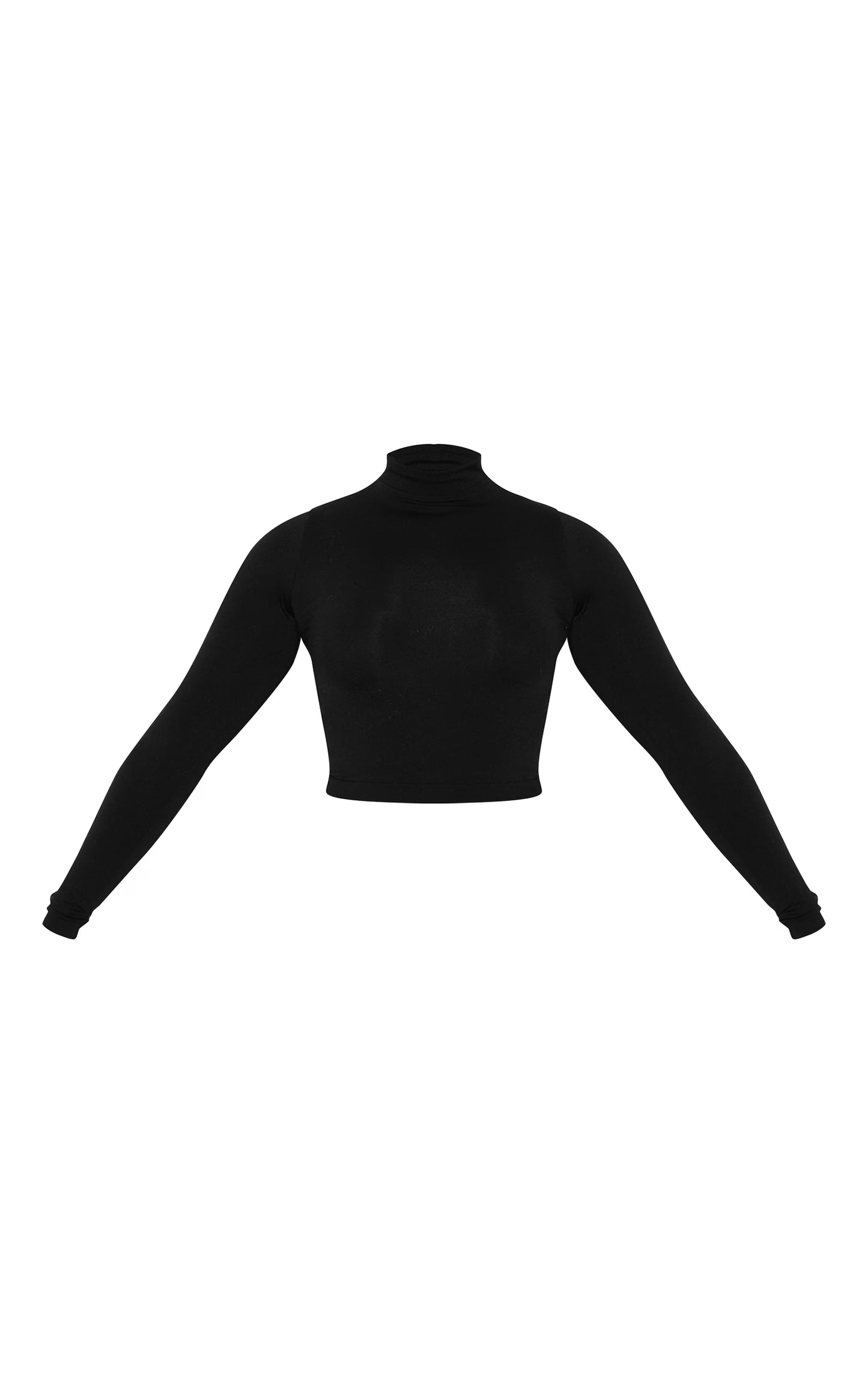 Shape Black Sculpted High Neck Long Sleeve Top