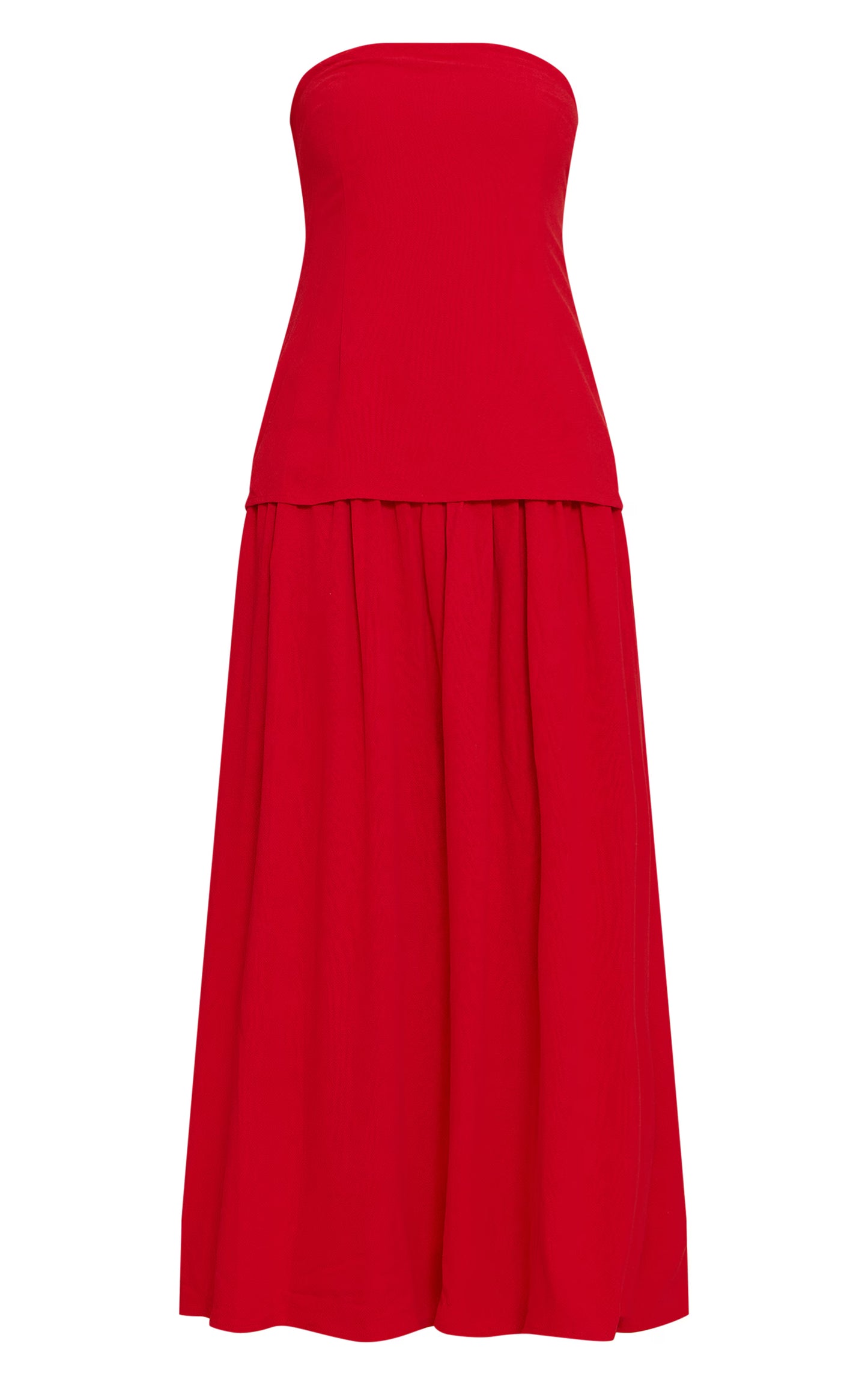 Red Bandeau Long Line Maxi Dress