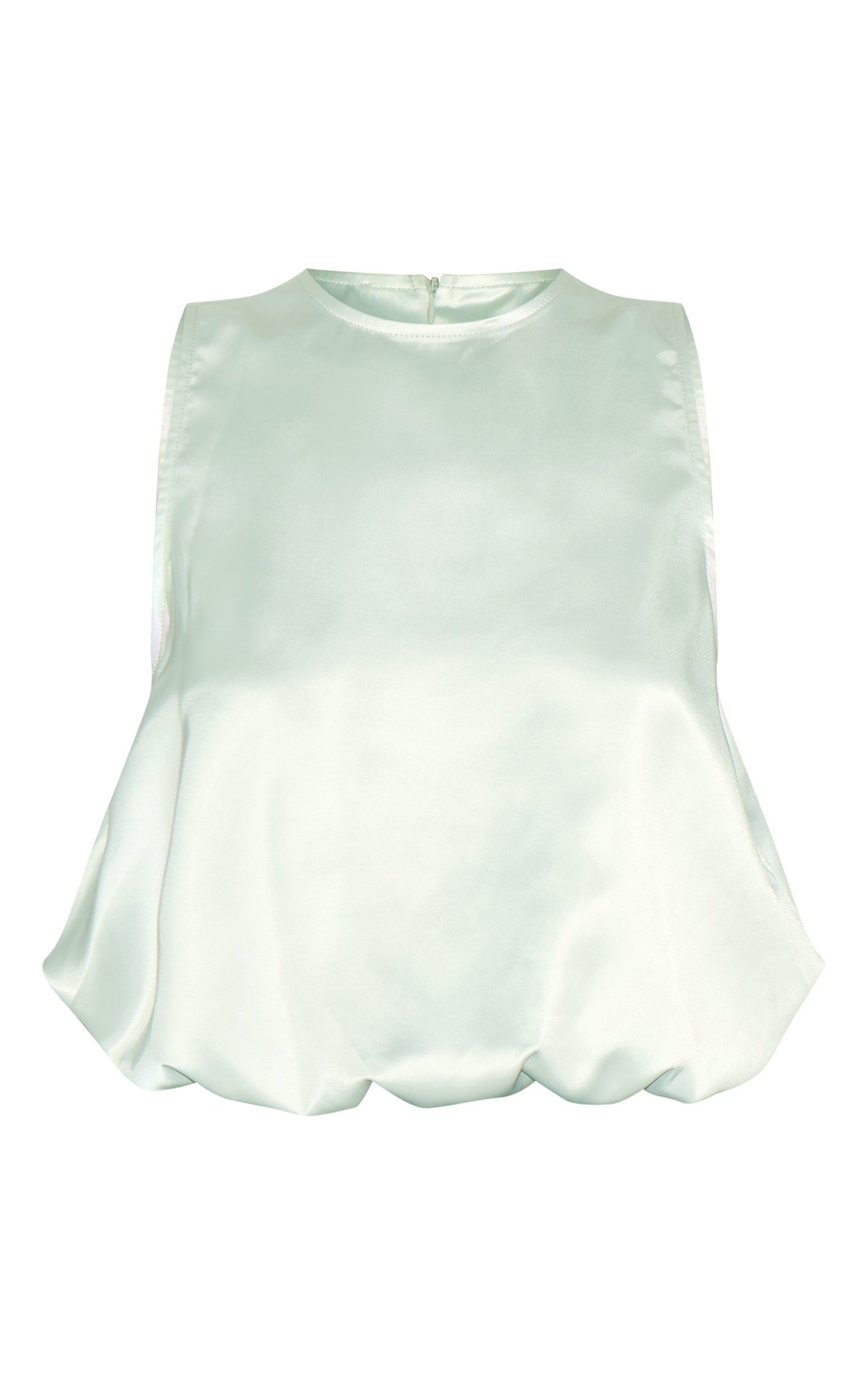Sage Green Satin Bubble Hem Top