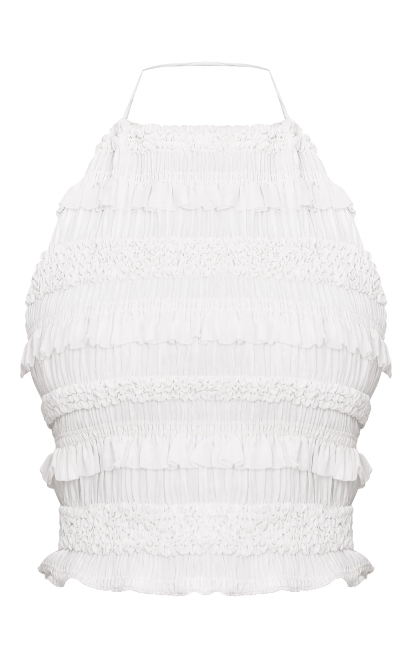 Cream Textured Chiffon Tie Back Long Top