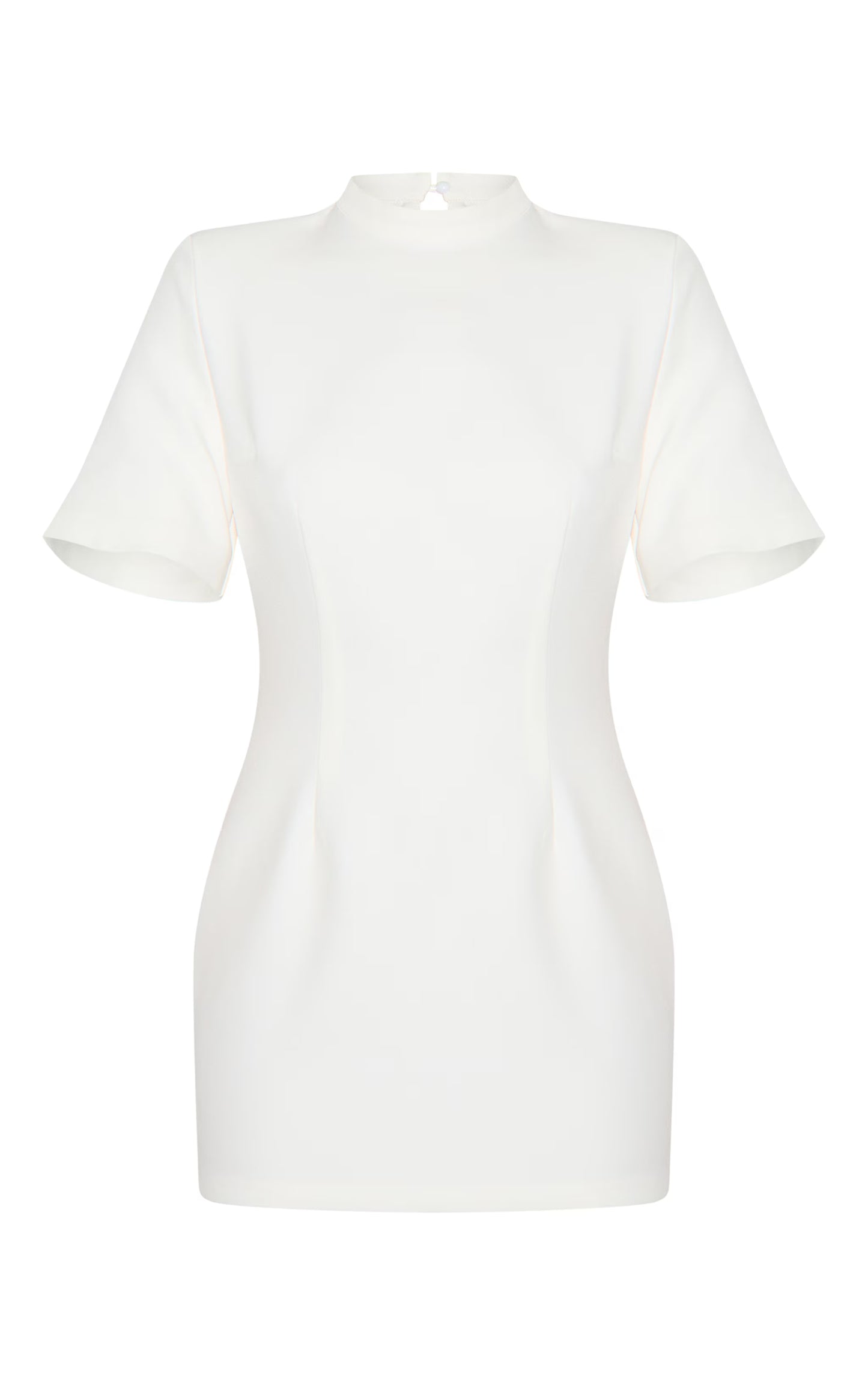 White Woven Cinched Backless Mini Dress