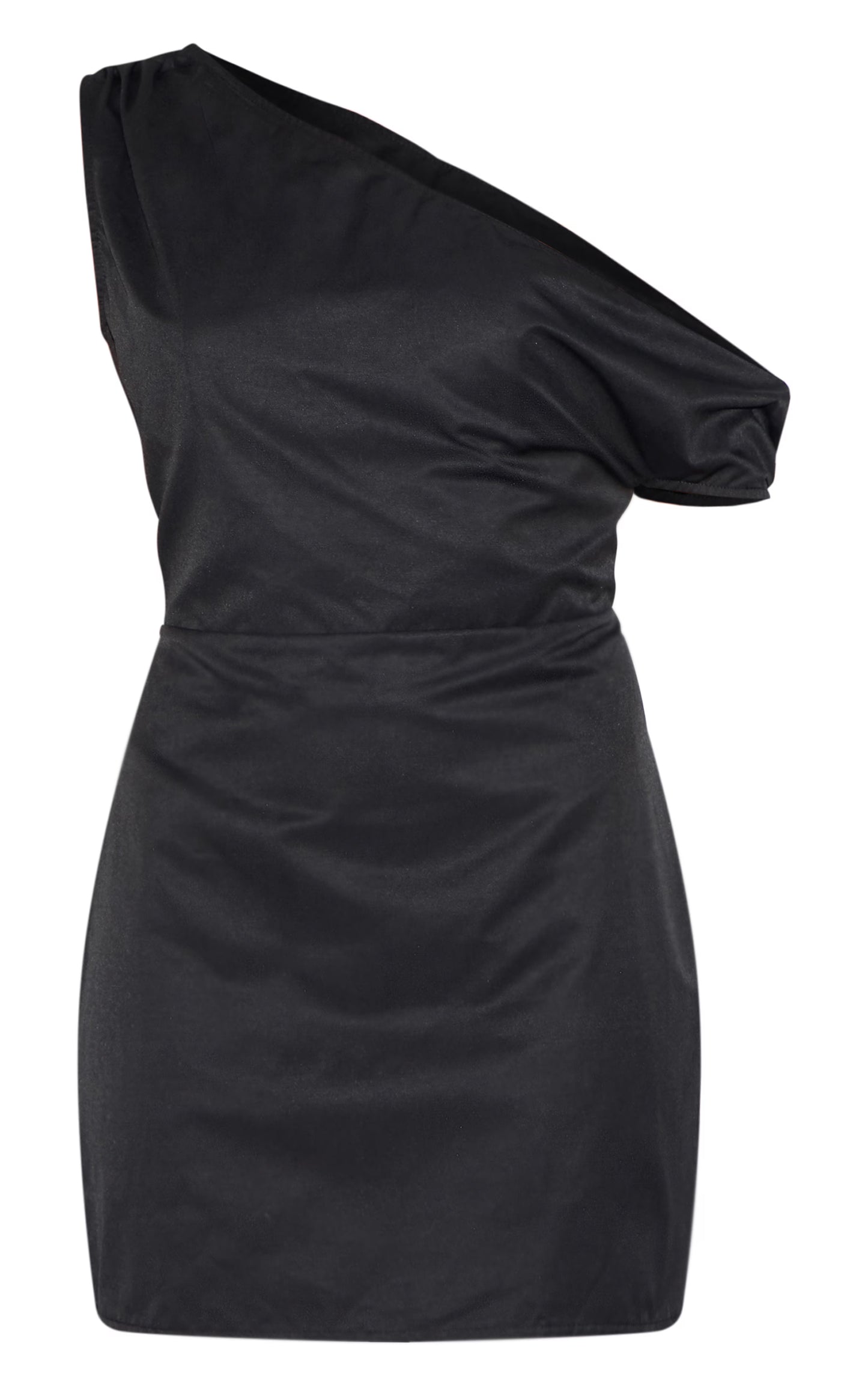 Black Woven Asymmetric Cup Detail Mini Dress