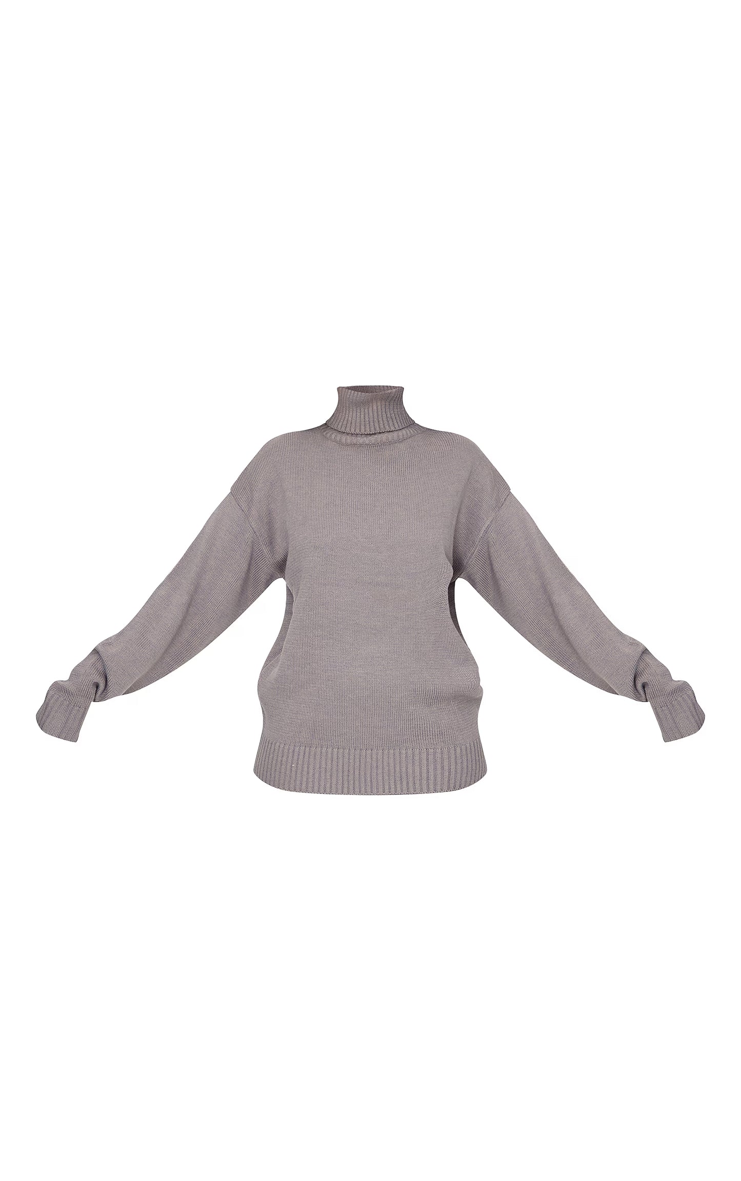 Tall Grey Soft Knit Roll Neck Oversized Sweater