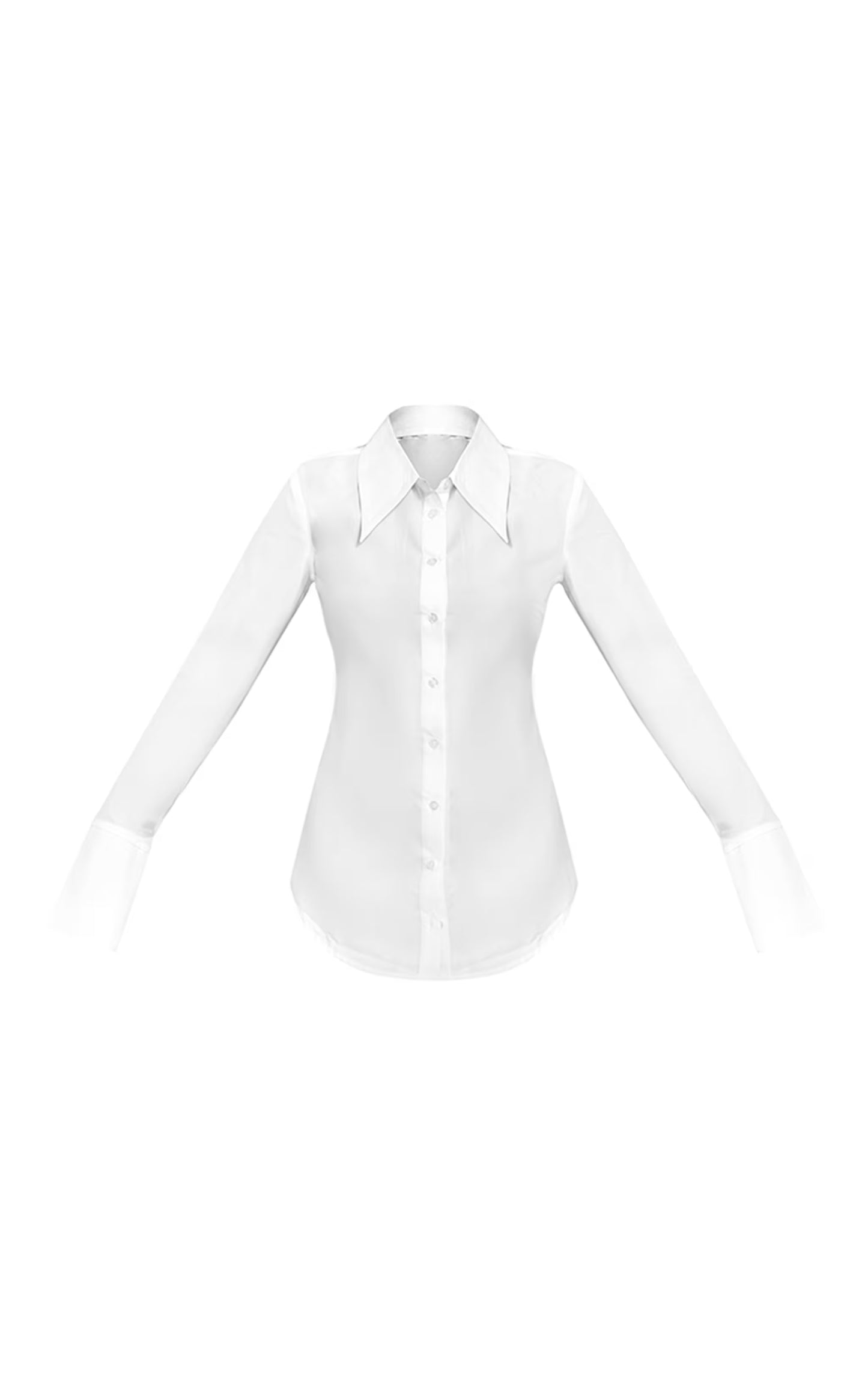 PLT Label White Oversized Collar Button Down Fitted Shirt