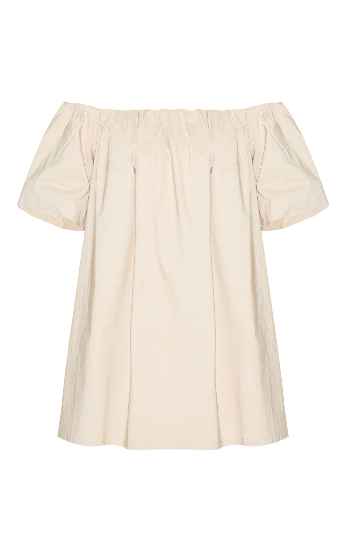 Stone Bardot Puff Sleeve Shift Dress