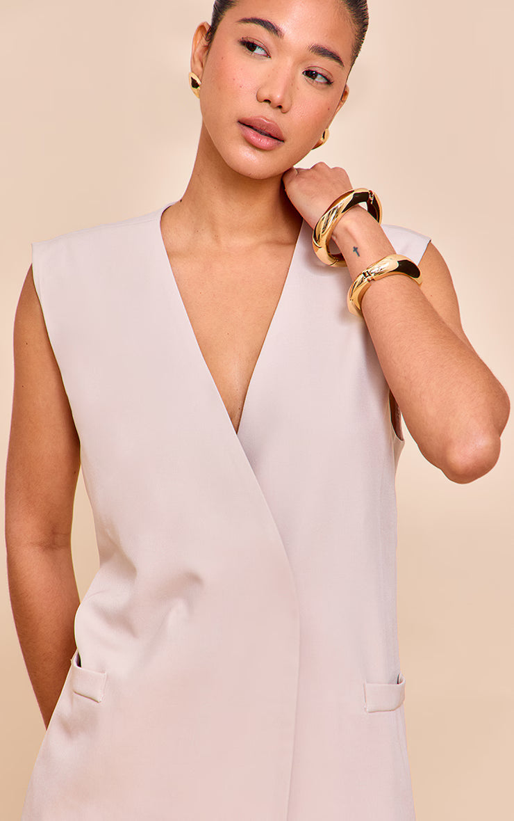 Clay Woven Collarless Pad Vest