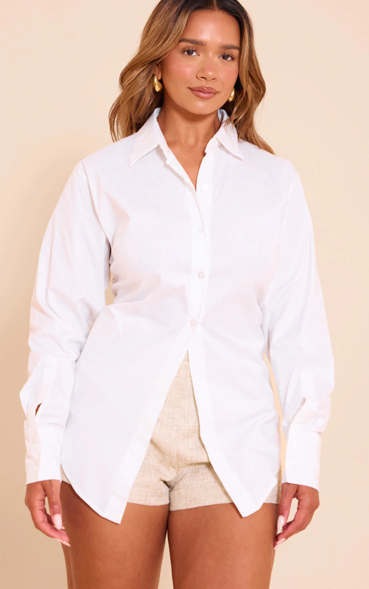 Shape White Button Front Tie Back Shirt