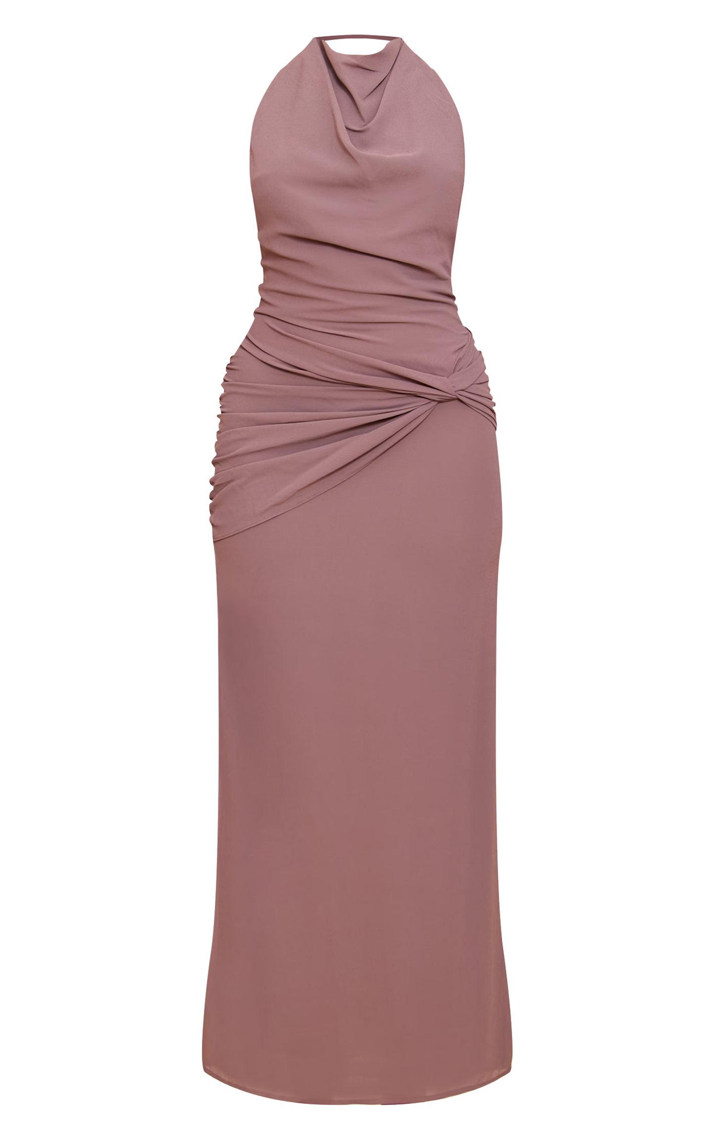 Mushroom Chiffon Twist Detail Maxi Dress