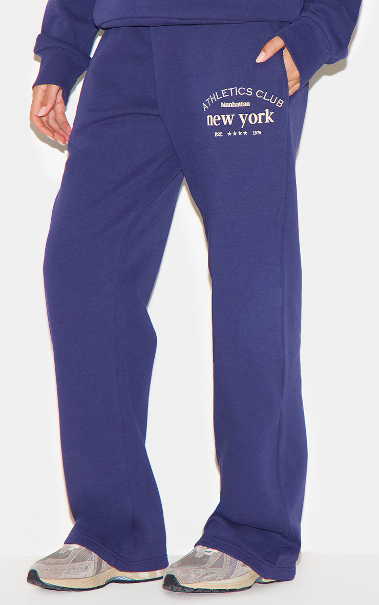 Navy Premium New York Embroidered Straight Leg Sweatpants