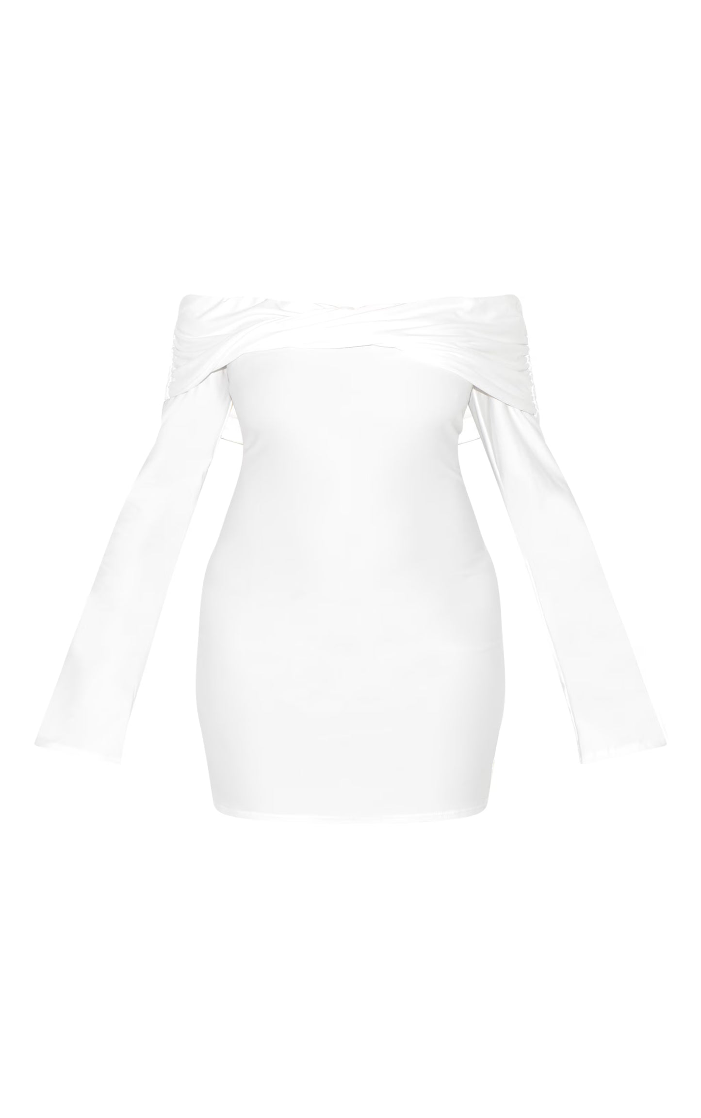 Plus White Soft Touch Twist Detail Bardot Bodycon Dress