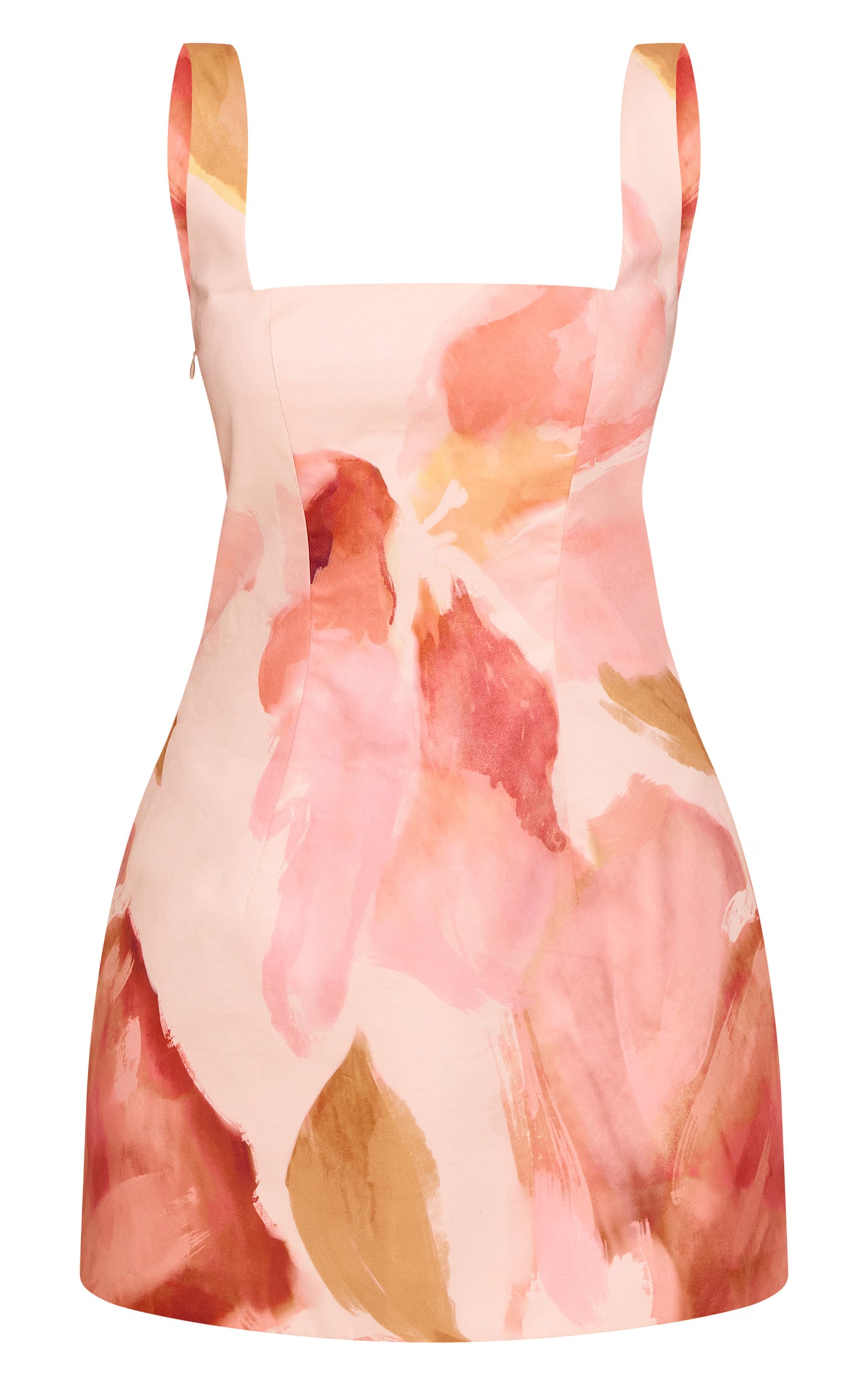 Pink Floral Abstract Print Woven A Line Shift Dress