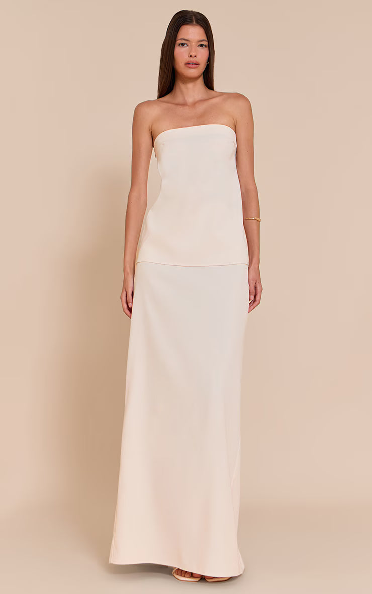 Cream Woven Bandeau Top