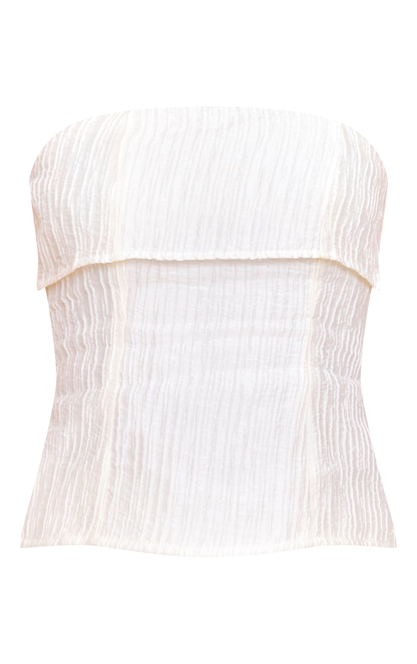 Almond Textured Woven Fold Over Bandeau Top