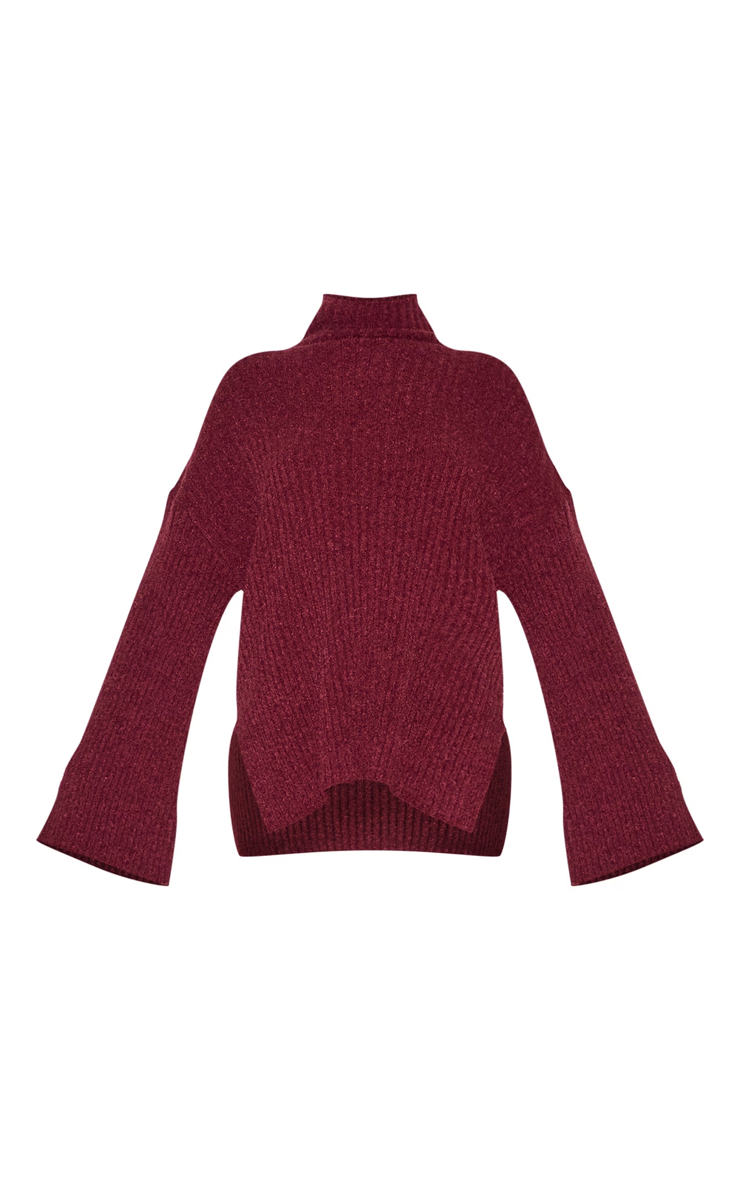 Burgundy Rib Boucle Knit Oversized Sweater