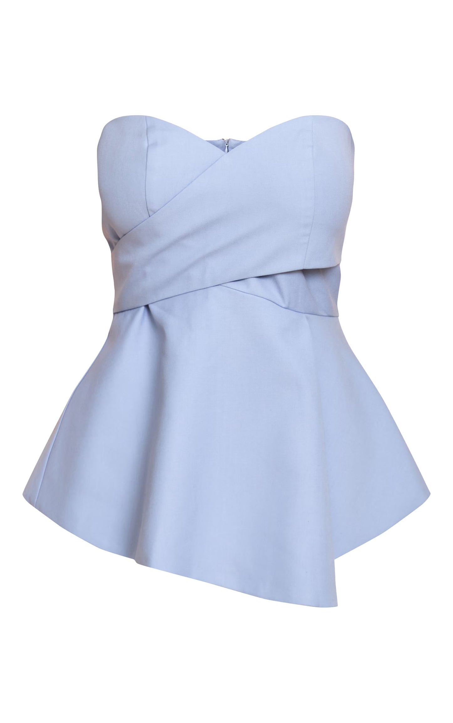 Shape Blue Woven Wrap Front Peplum Top