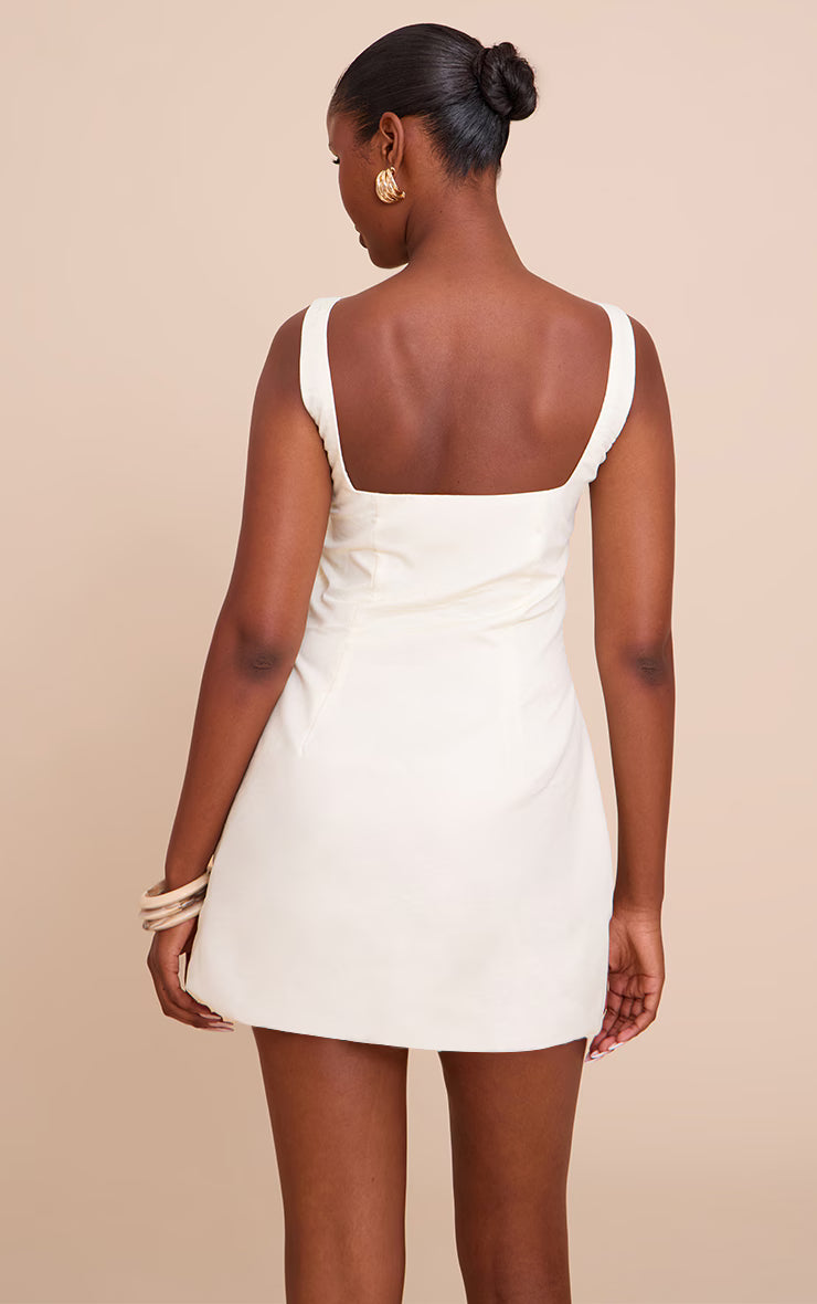 Cream Floral Print Woven A Line Shift Dress