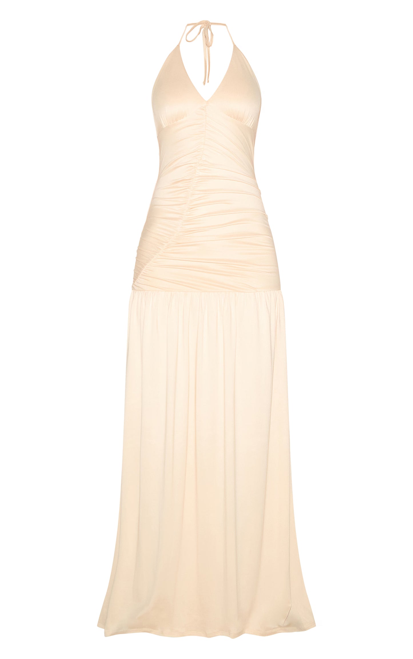 Almond Double Layer Soft Touch Shift Hem Maxi Dress
