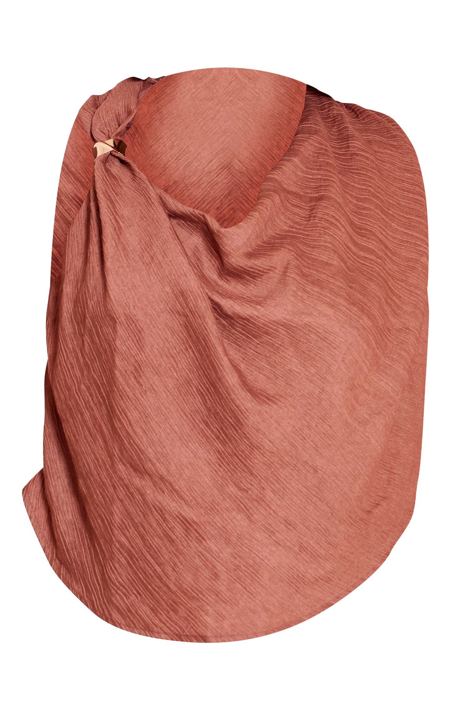 Plus Brown Textured Woven Trim Drape Top
