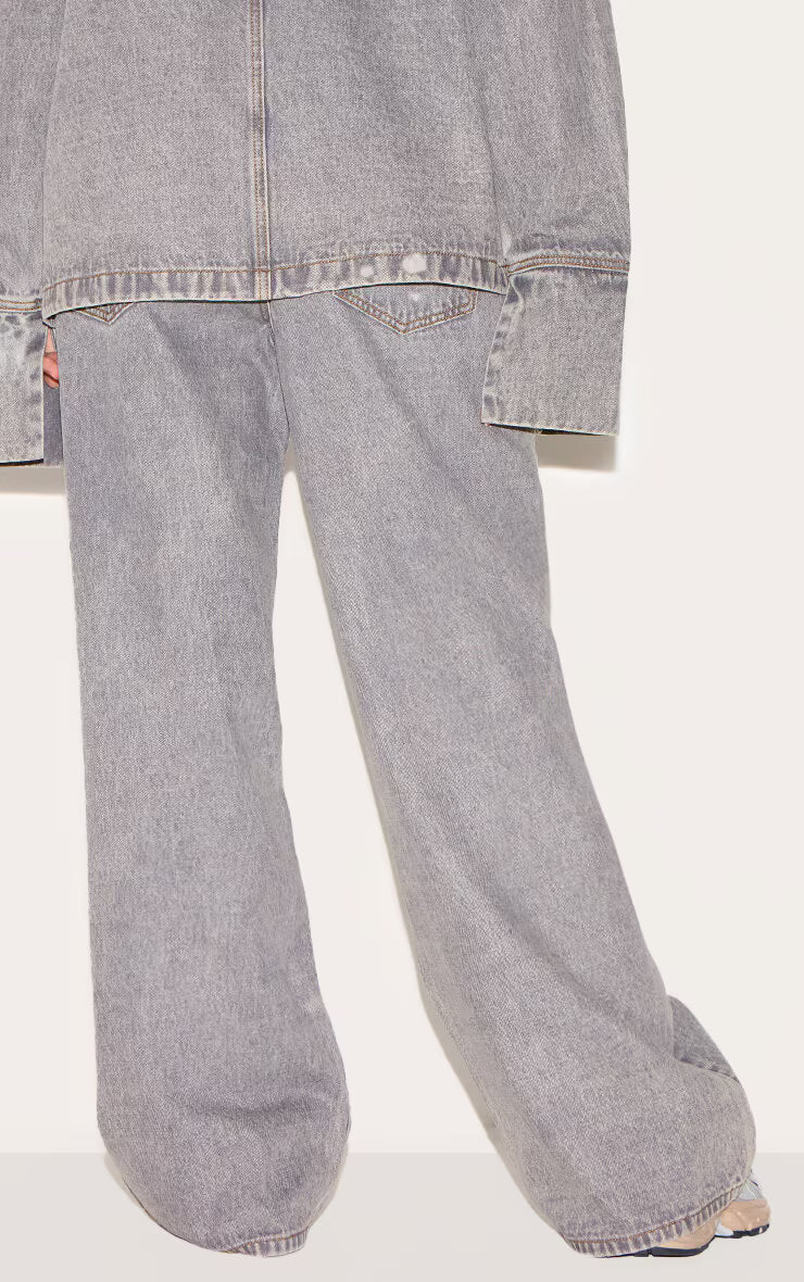 Grey Slouchy Wide Leg Style Jean