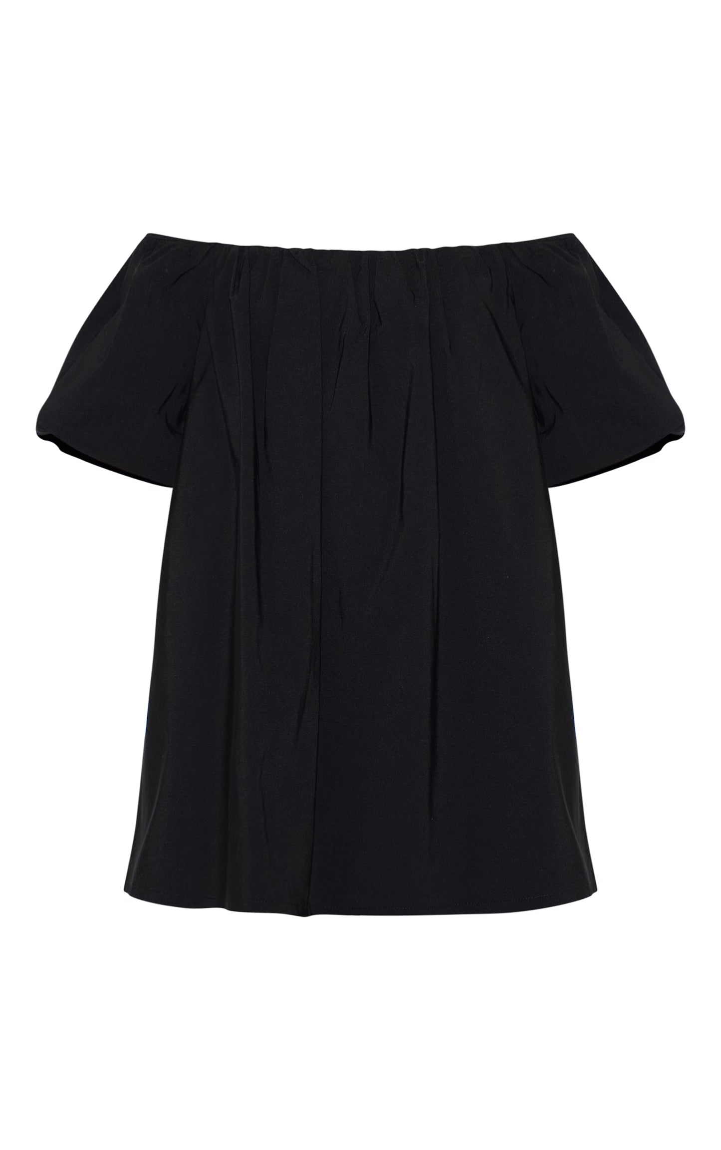 Black Bardot Puff Sleeve Shift Dress